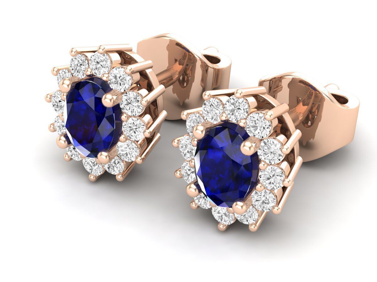 AV 678 Diamond Ladies Flower Shape Cluster Earrings 3D print model_4