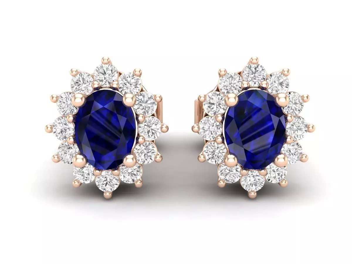 AV 678 Diamond Ladies Flower Shape Cluster Earrings 3D print model_0