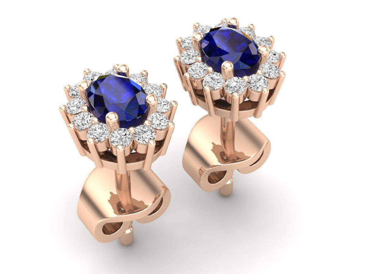 AV 678 Diamond Ladies Flower Shape Cluster Earrings 3D print model_16