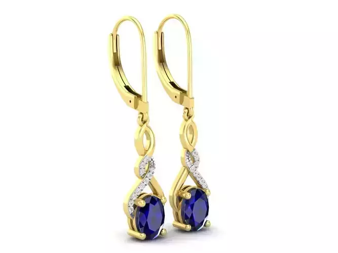 AV 679 Diamond Ladies Infinity Swirl Dangling Drop Earrings 3D print model