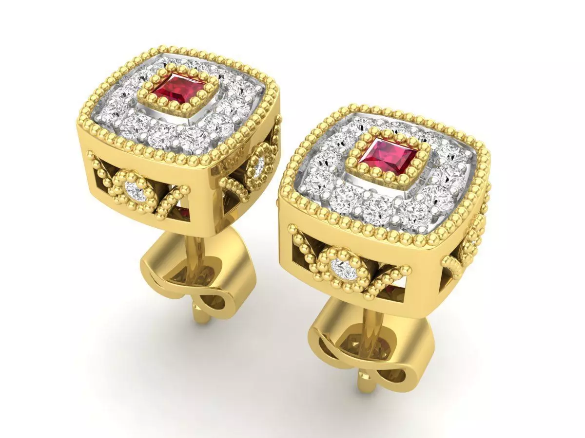 AV 680 Diamond Ladies Halo Stud Earrings 3D print model