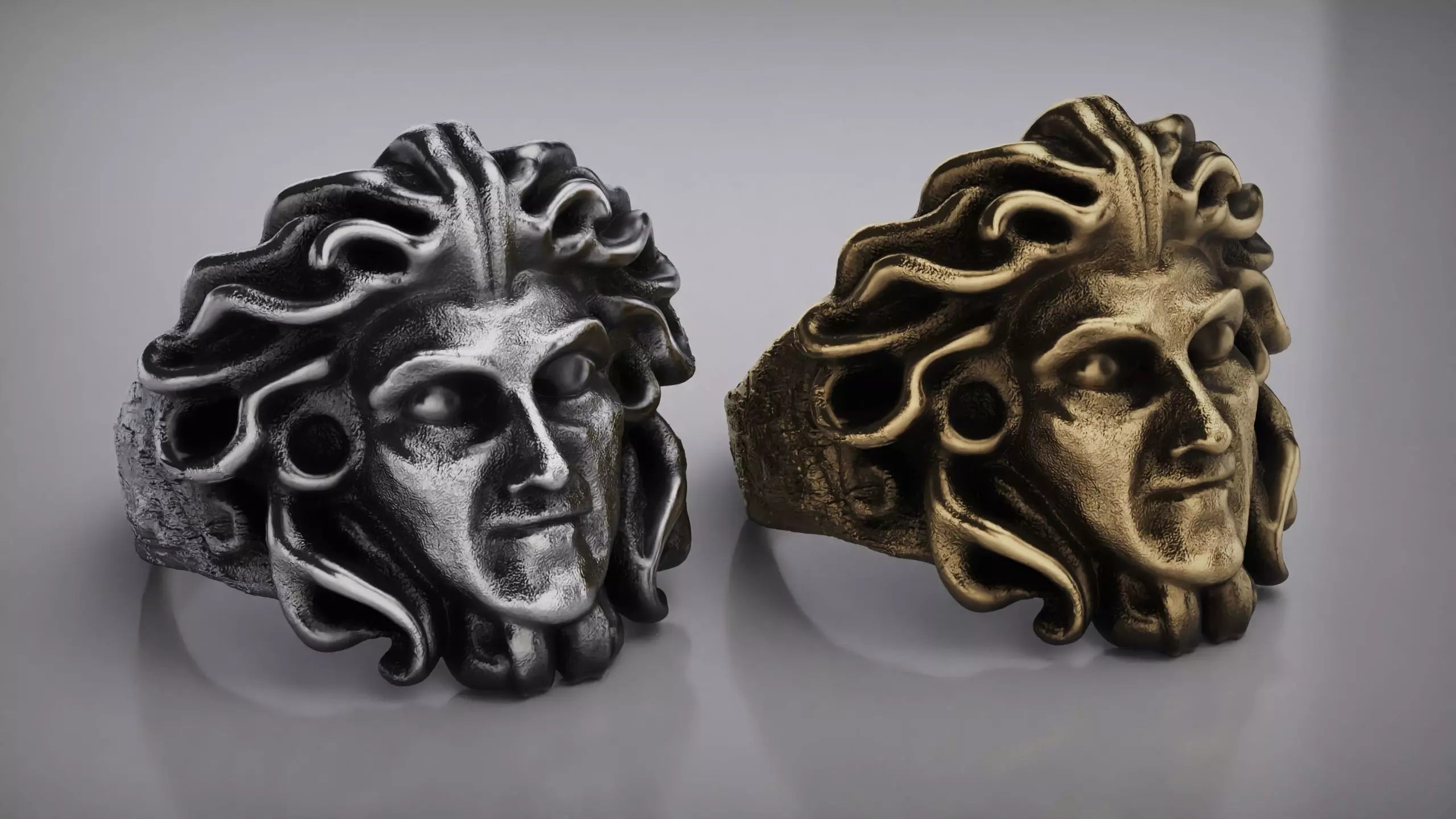 Medusa Ring - Gorgona Ring - Silver Ring 3D print model