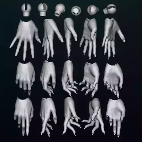 3 pairs Hands magnet 3D model bjd doll