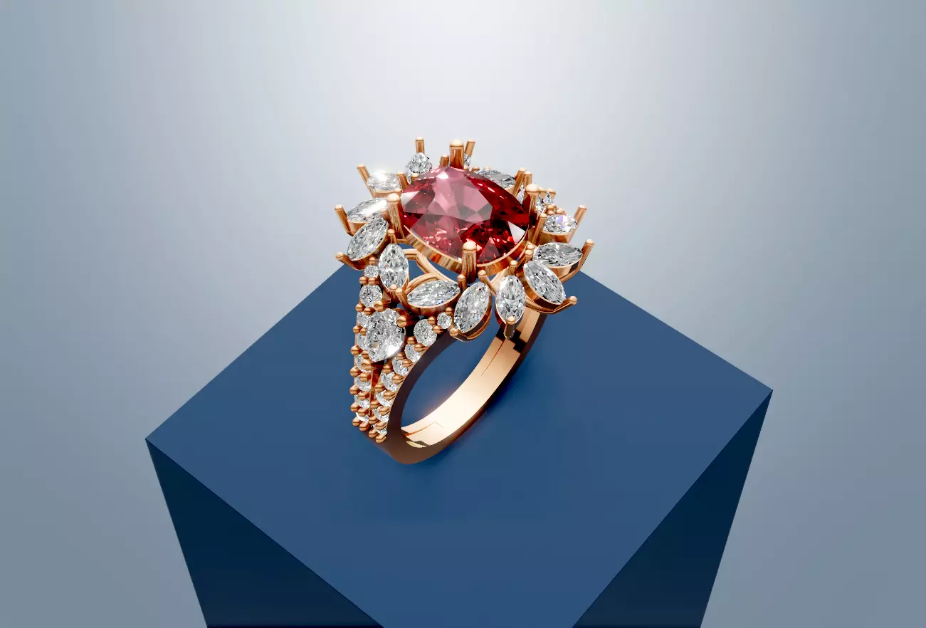 Floral-Inspired Diamond Ring Printable File 3D print model