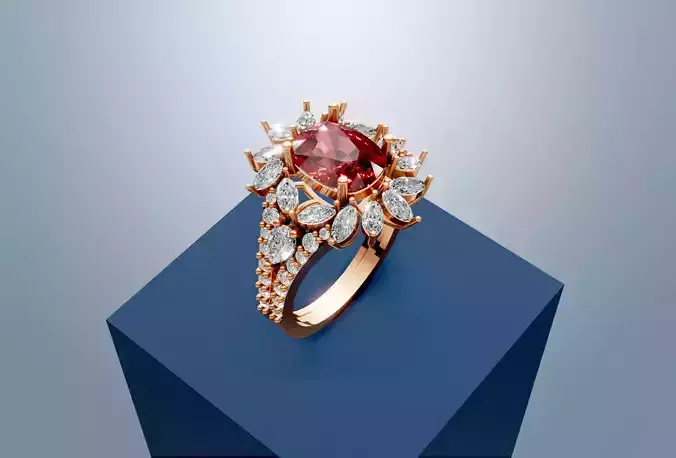 Floral-Inspired Diamond Ring Printable File