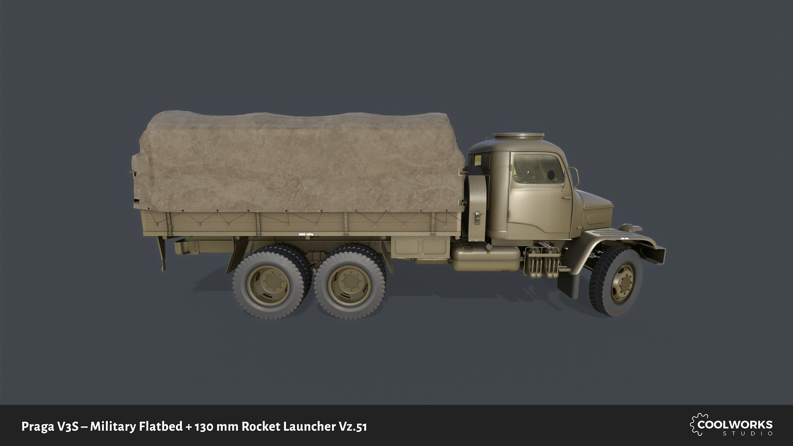 PV3S Truck Flatbed Set Low-poly 3D model_5