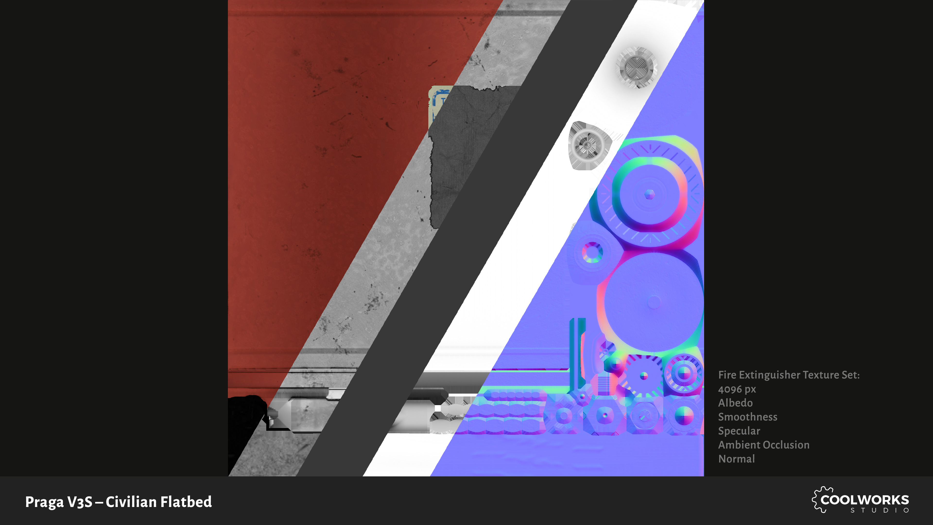 PV3S Truck Flatbed Set Low-poly 3D model_134