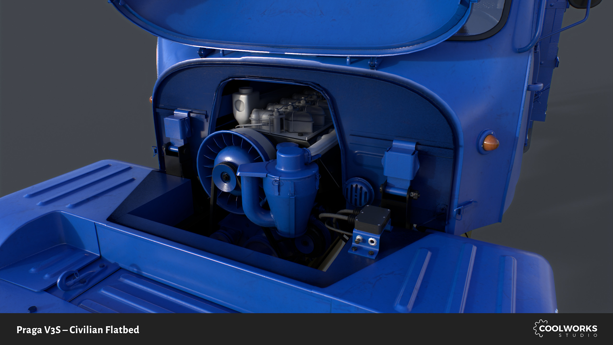 PV3S Truck Flatbed Set Low-poly 3D model_114