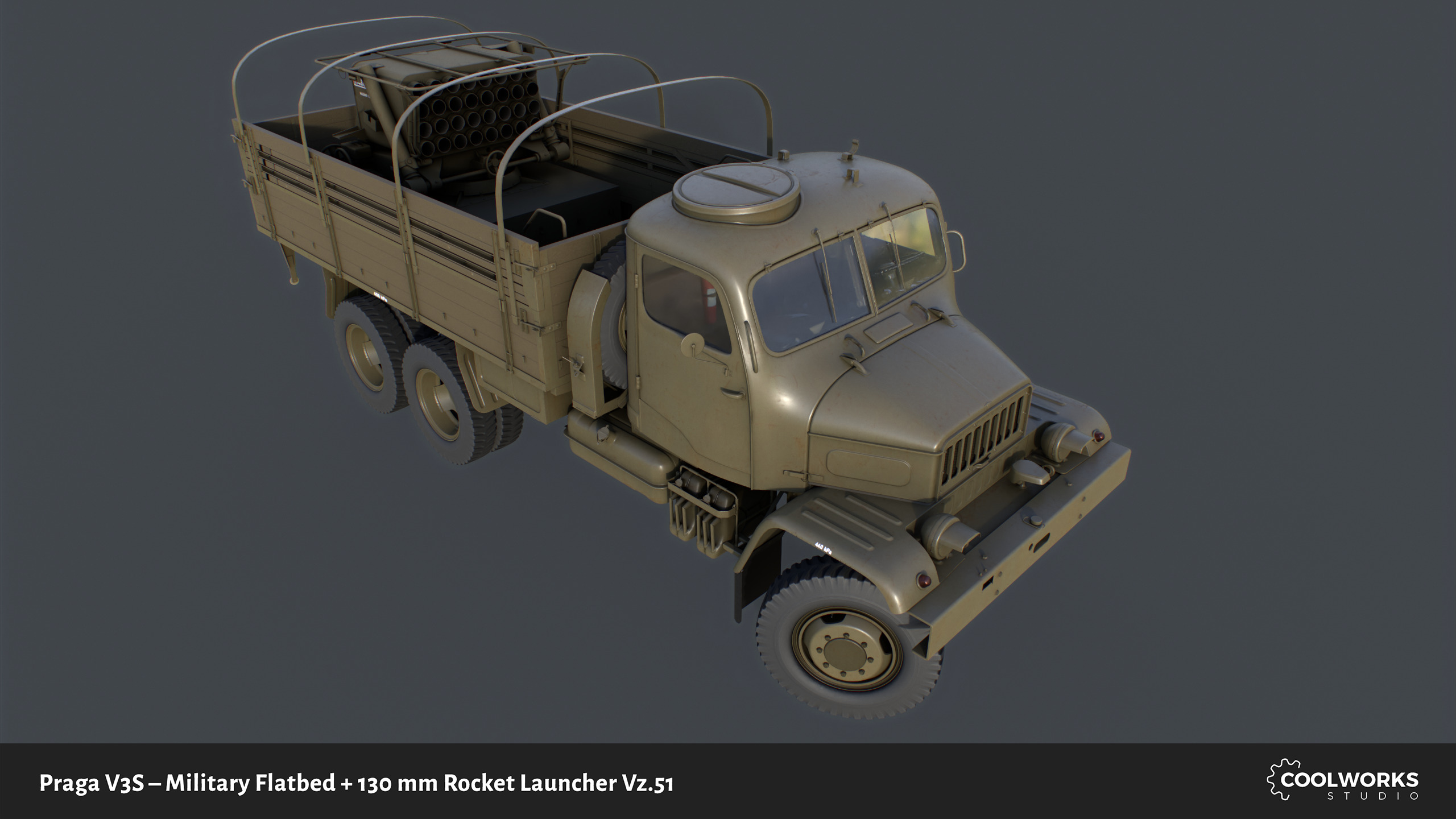 PV3S Truck Flatbed Set Low-poly 3D model_19