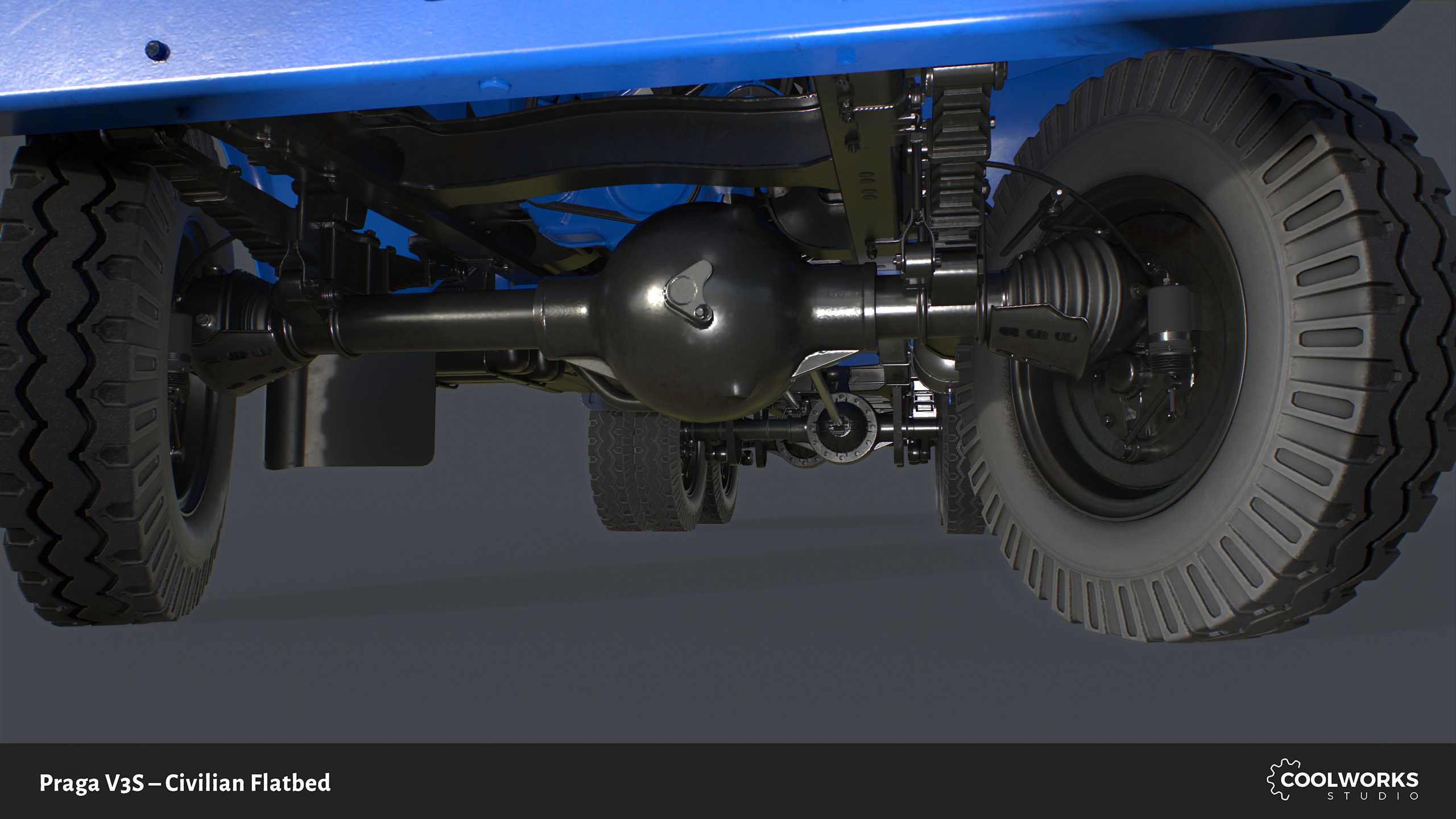 PV3S Truck Flatbed Set Low-poly 3D model_115