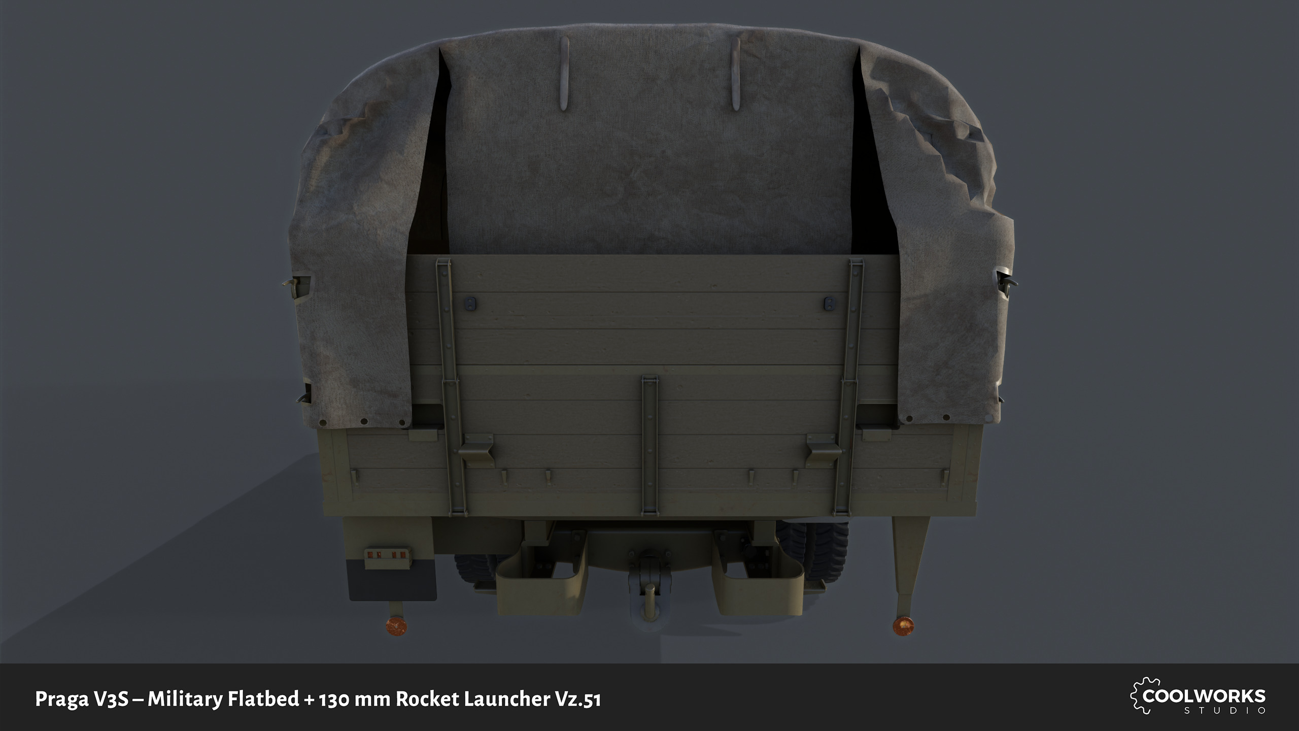 PV3S Truck Flatbed Set Low-poly 3D model_6