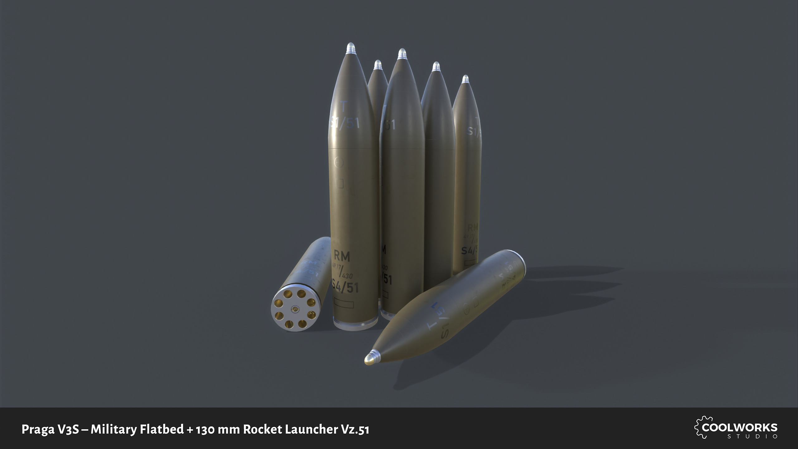 PV3S Truck Flatbed Set Low-poly 3D model_34