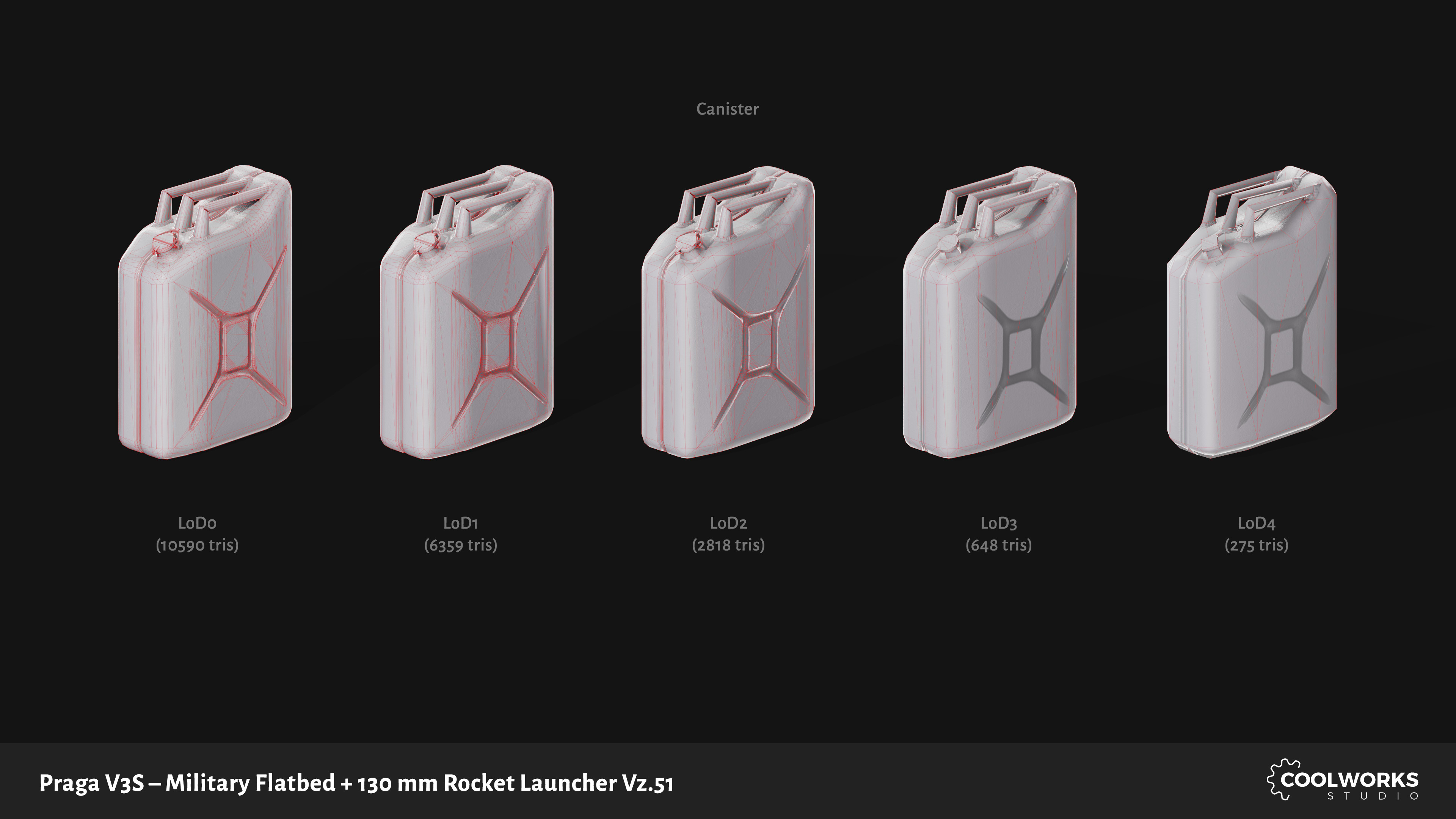 PV3S Truck Flatbed Set Low-poly 3D model_37