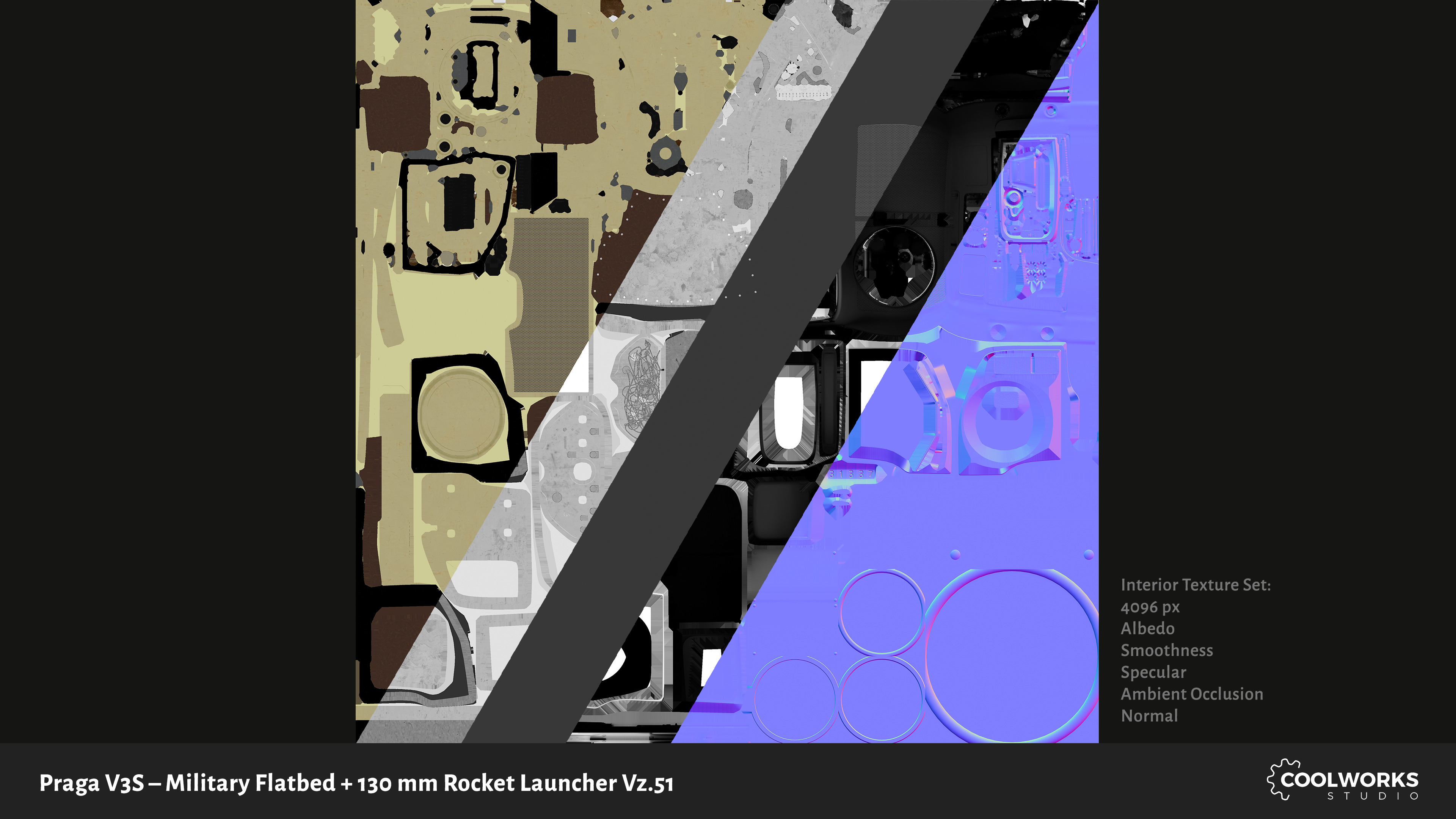 PV3S Truck Flatbed Set Low-poly 3D model_98