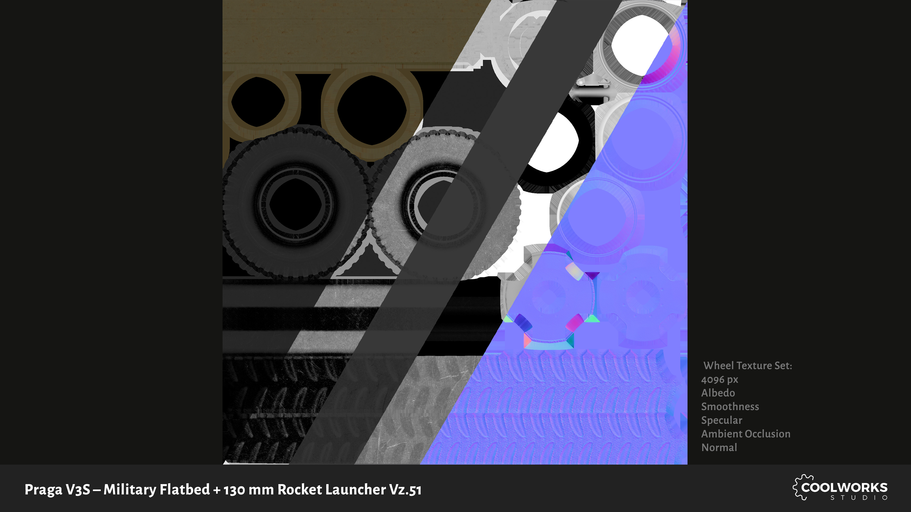 PV3S Truck Flatbed Set Low-poly 3D model_46