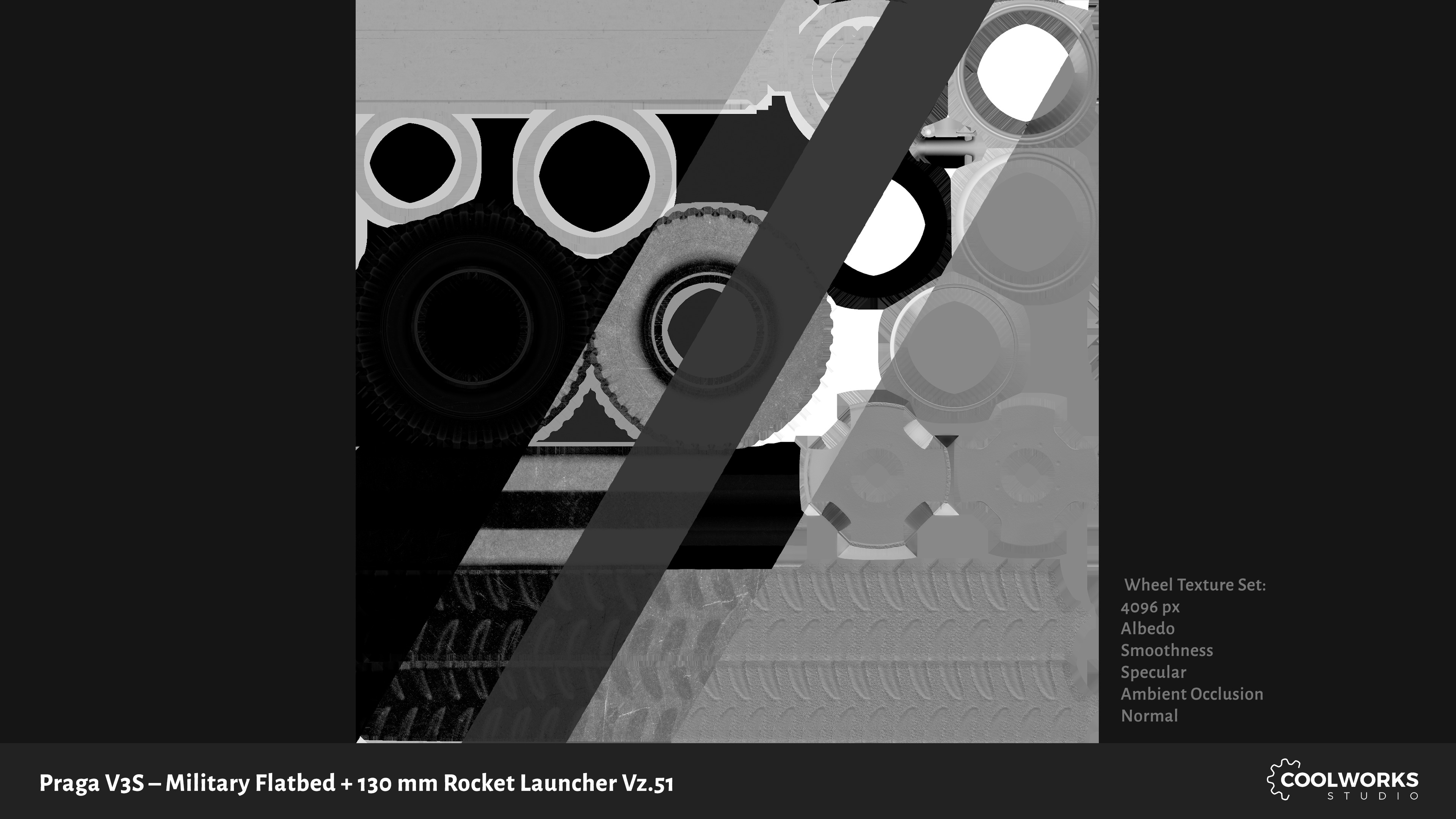 PV3S Truck Flatbed Set Low-poly 3D model_97