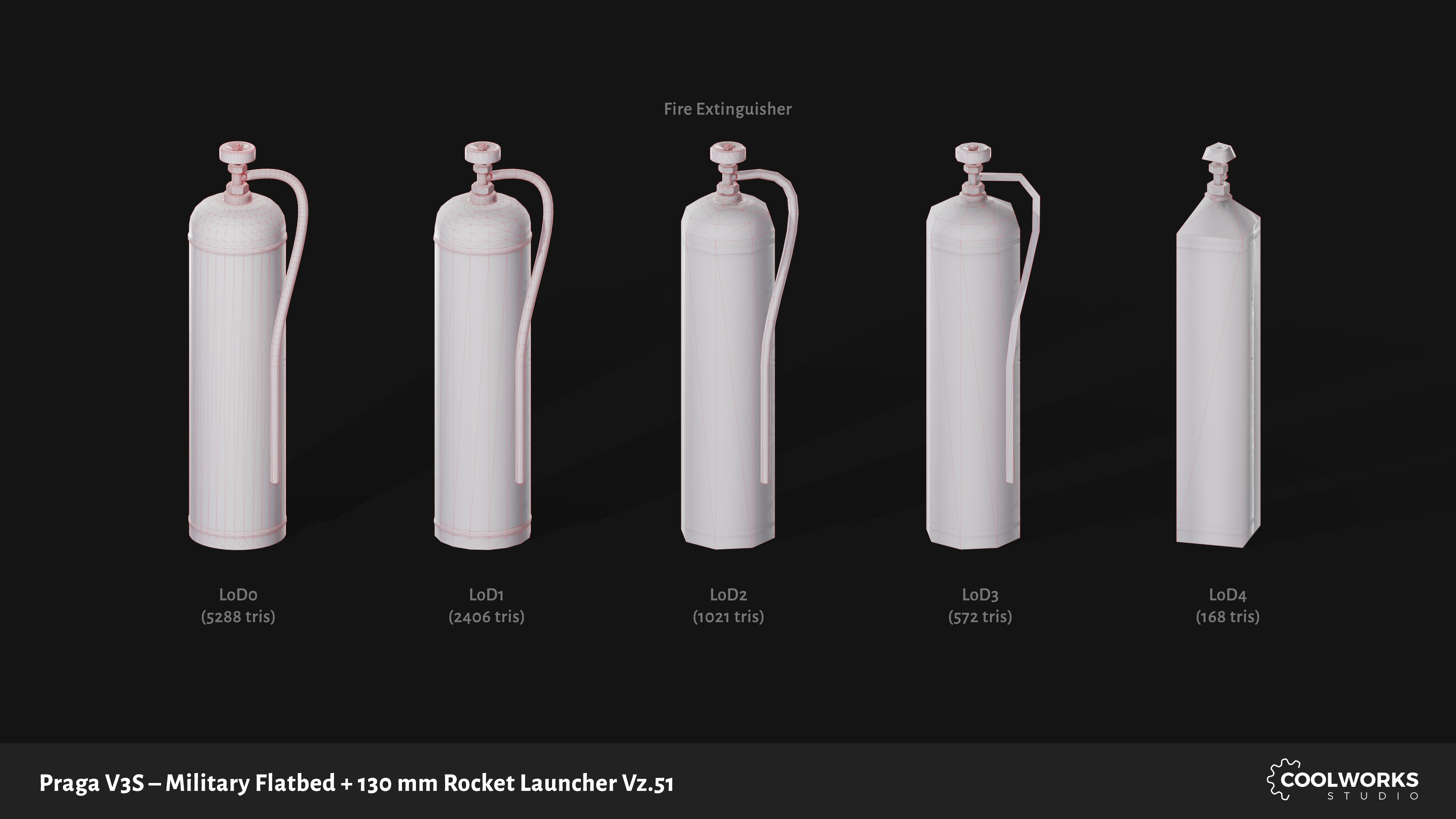 PV3S Truck Flatbed Set Low-poly 3D model_89