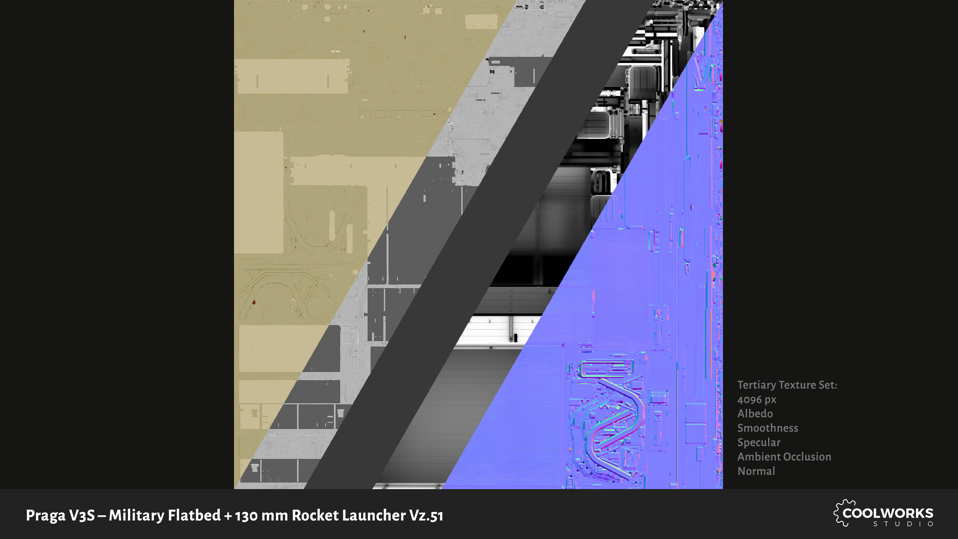 PV3S Truck Flatbed Set Low-poly 3D model_96