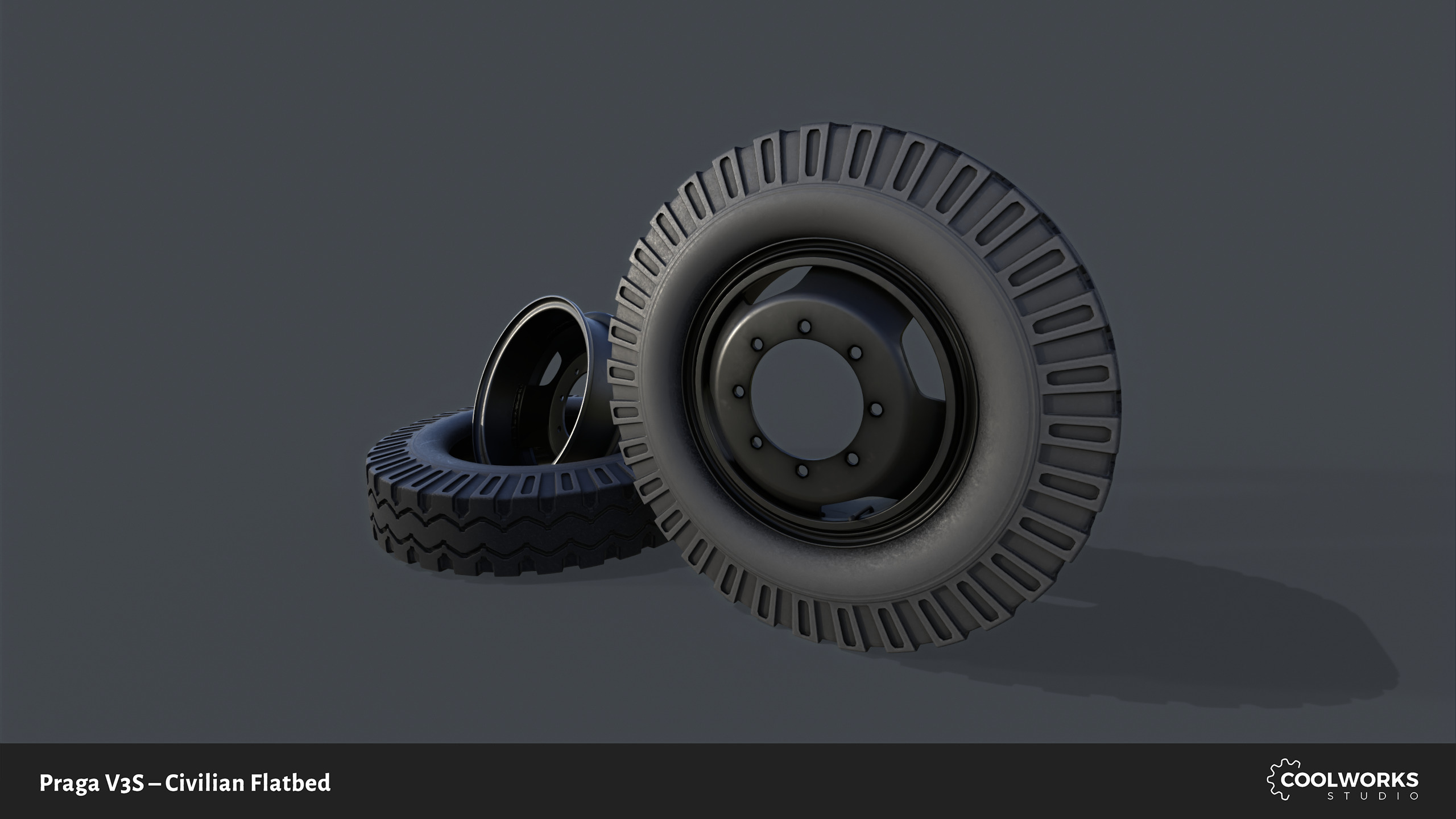 PV3S Truck Flatbed Set Low-poly 3D model_116