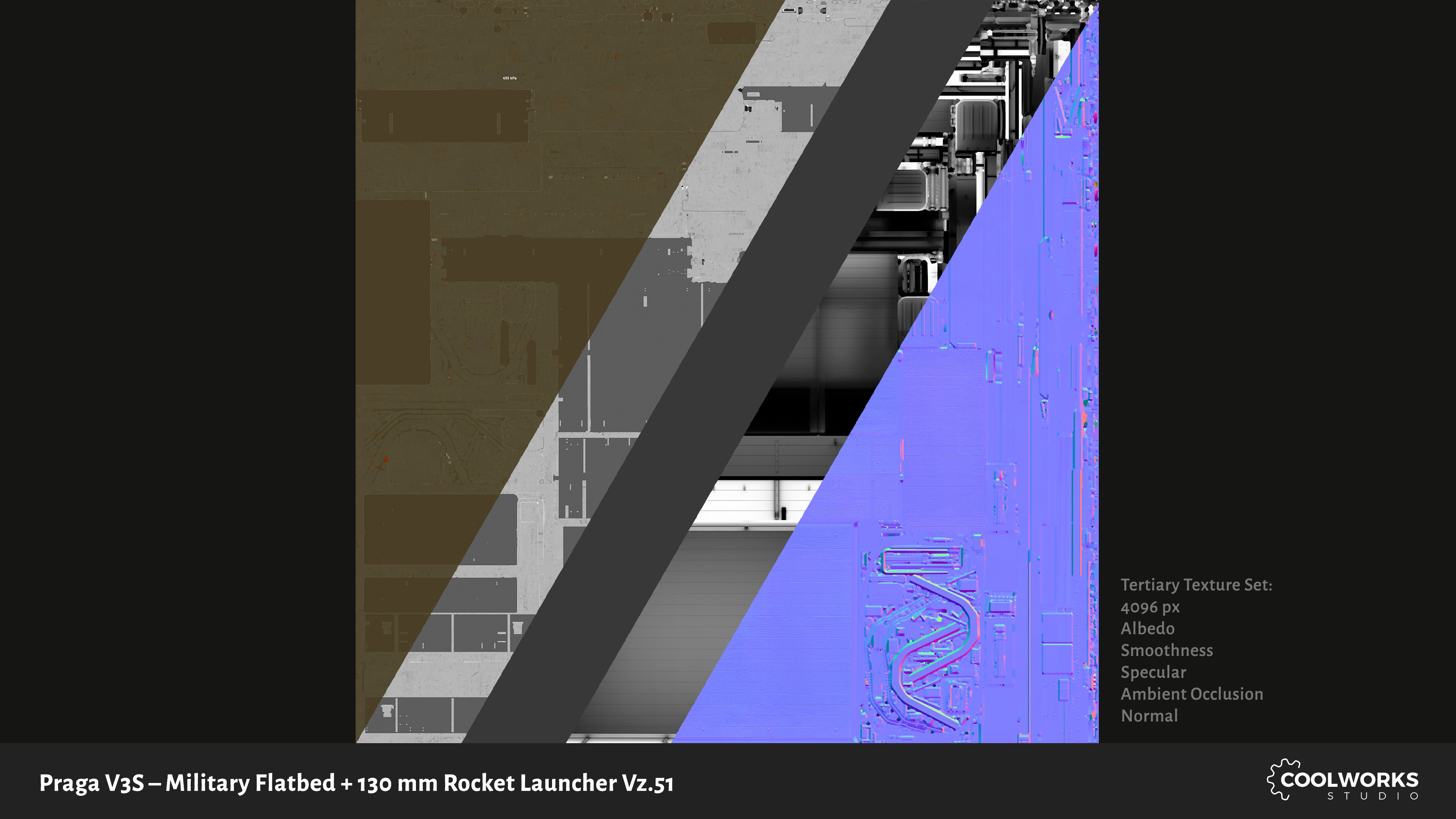 PV3S Truck Flatbed Set Low-poly 3D model_45