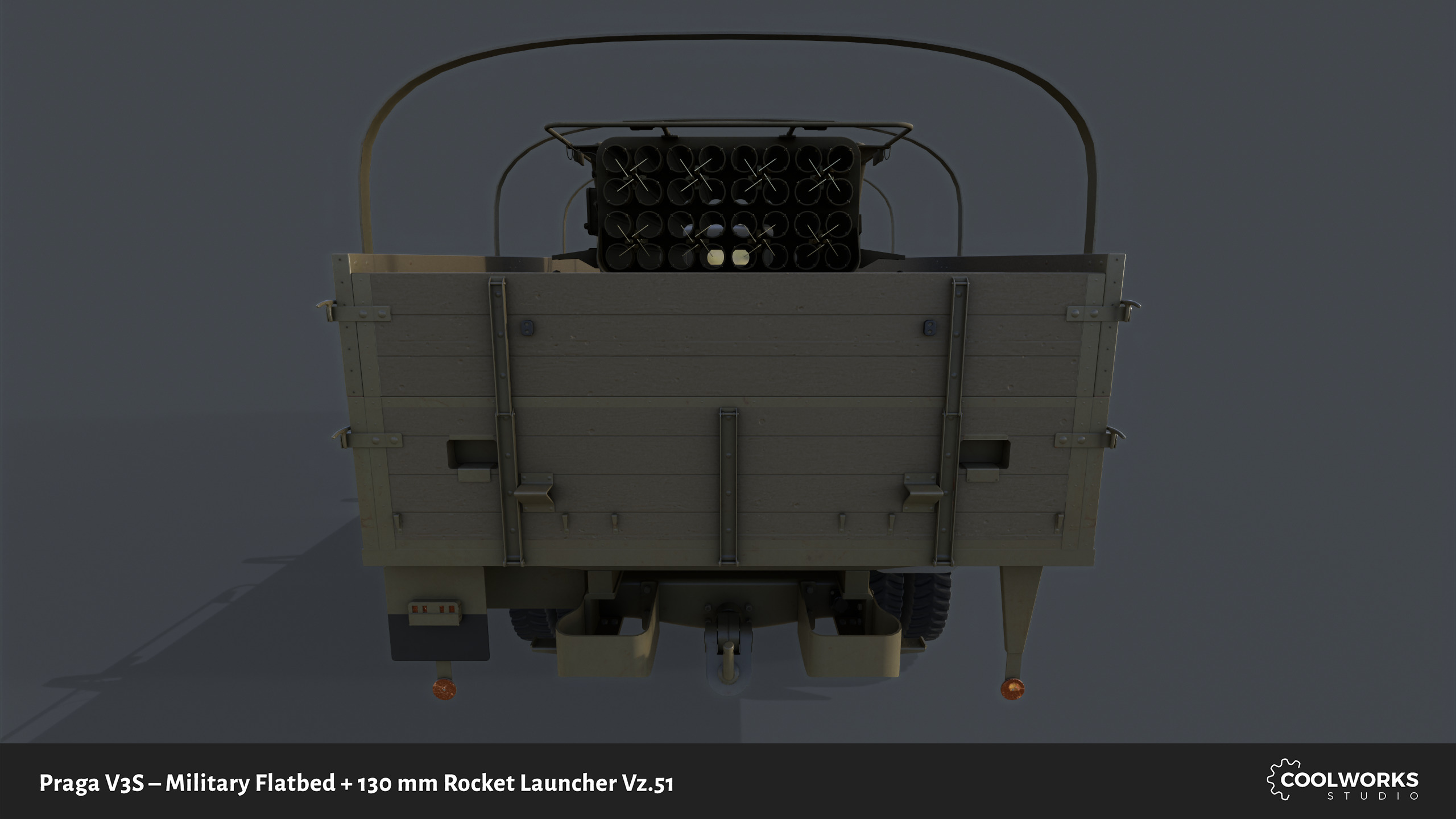 PV3S Truck Flatbed Set Low-poly 3D model_17