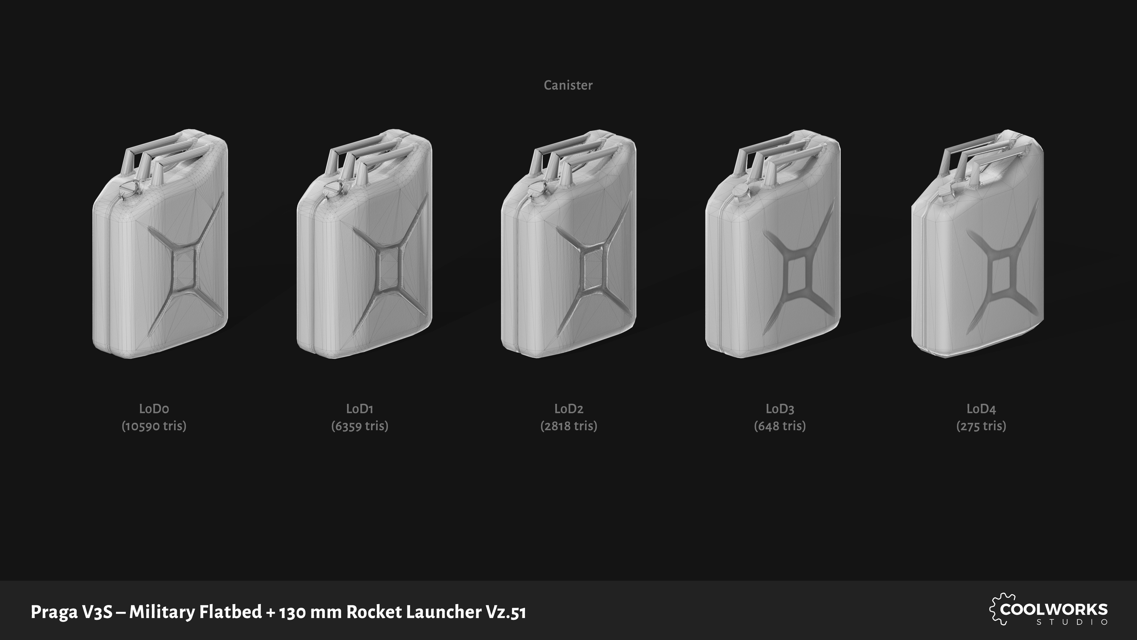 PV3S Truck Flatbed Set Low-poly 3D model_88