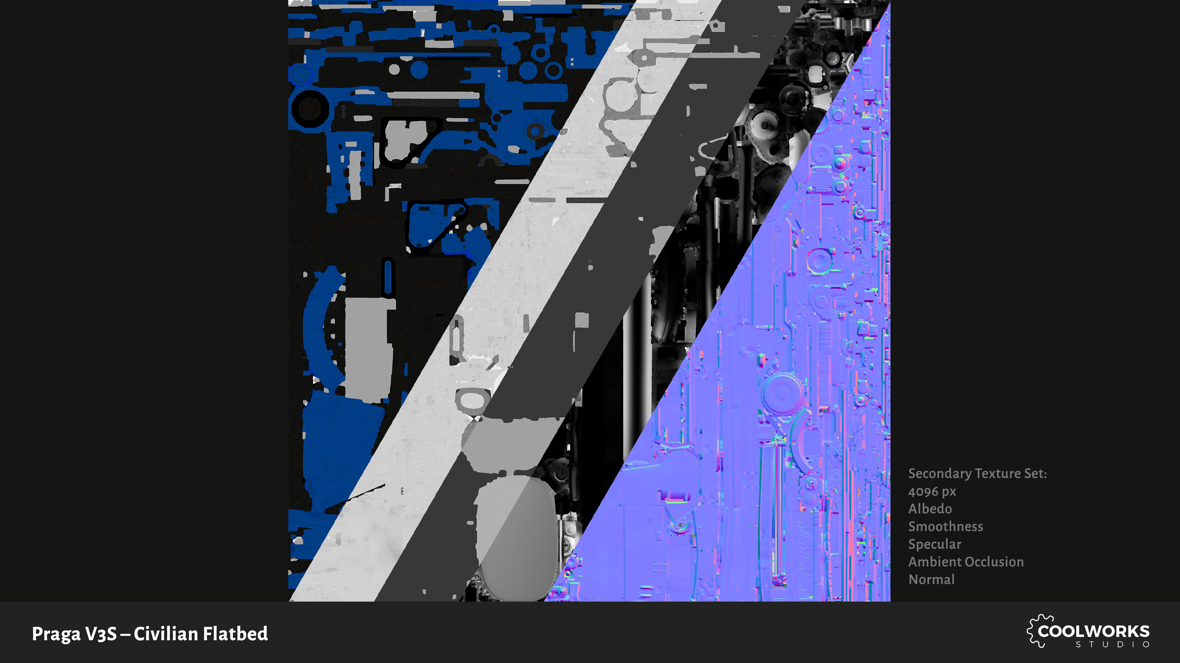 PV3S Truck Flatbed Set Low-poly 3D model_128