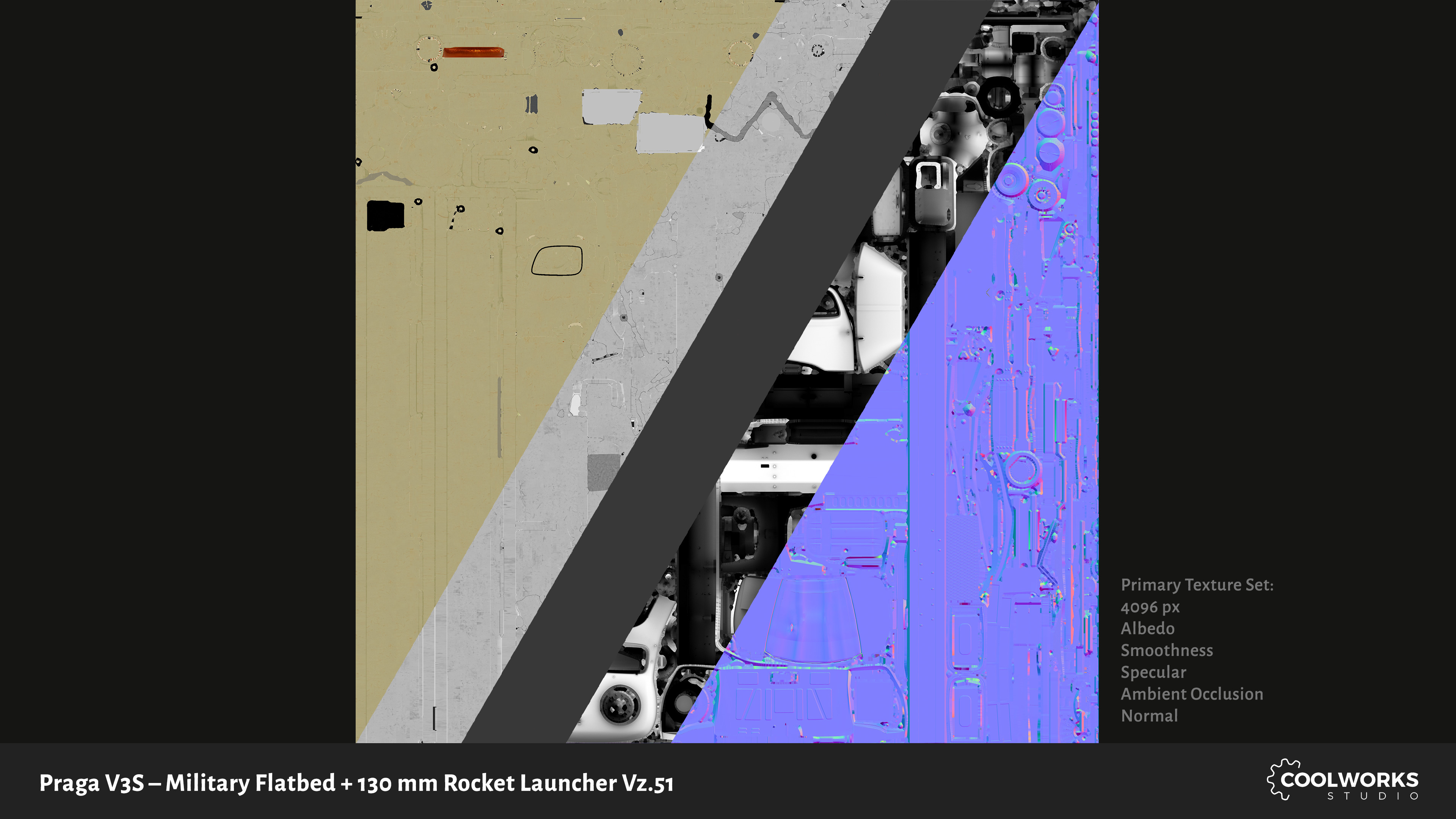 PV3S Truck Flatbed Set Low-poly 3D model_94