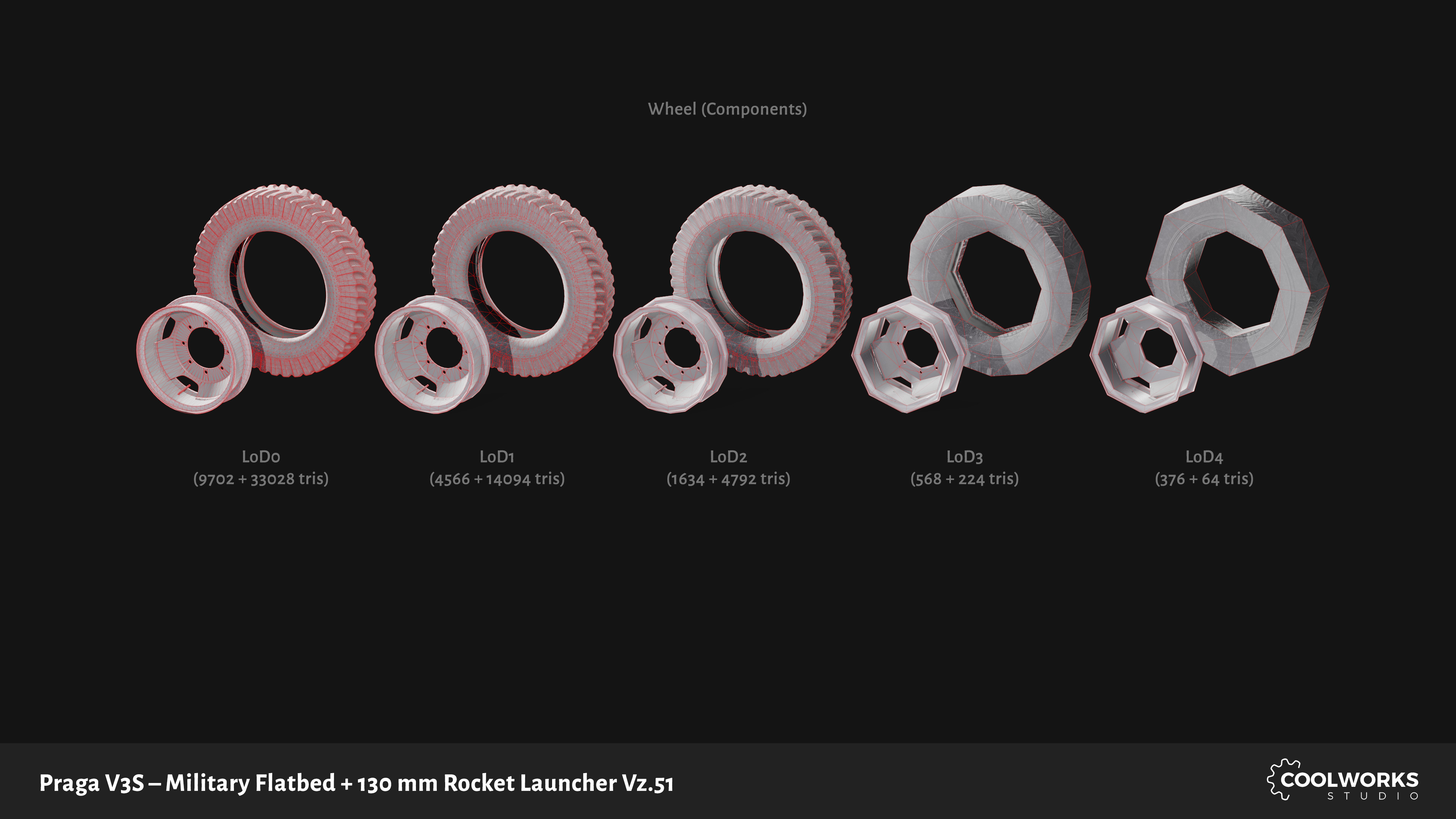 PV3S Truck Flatbed Set Low-poly 3D model_40