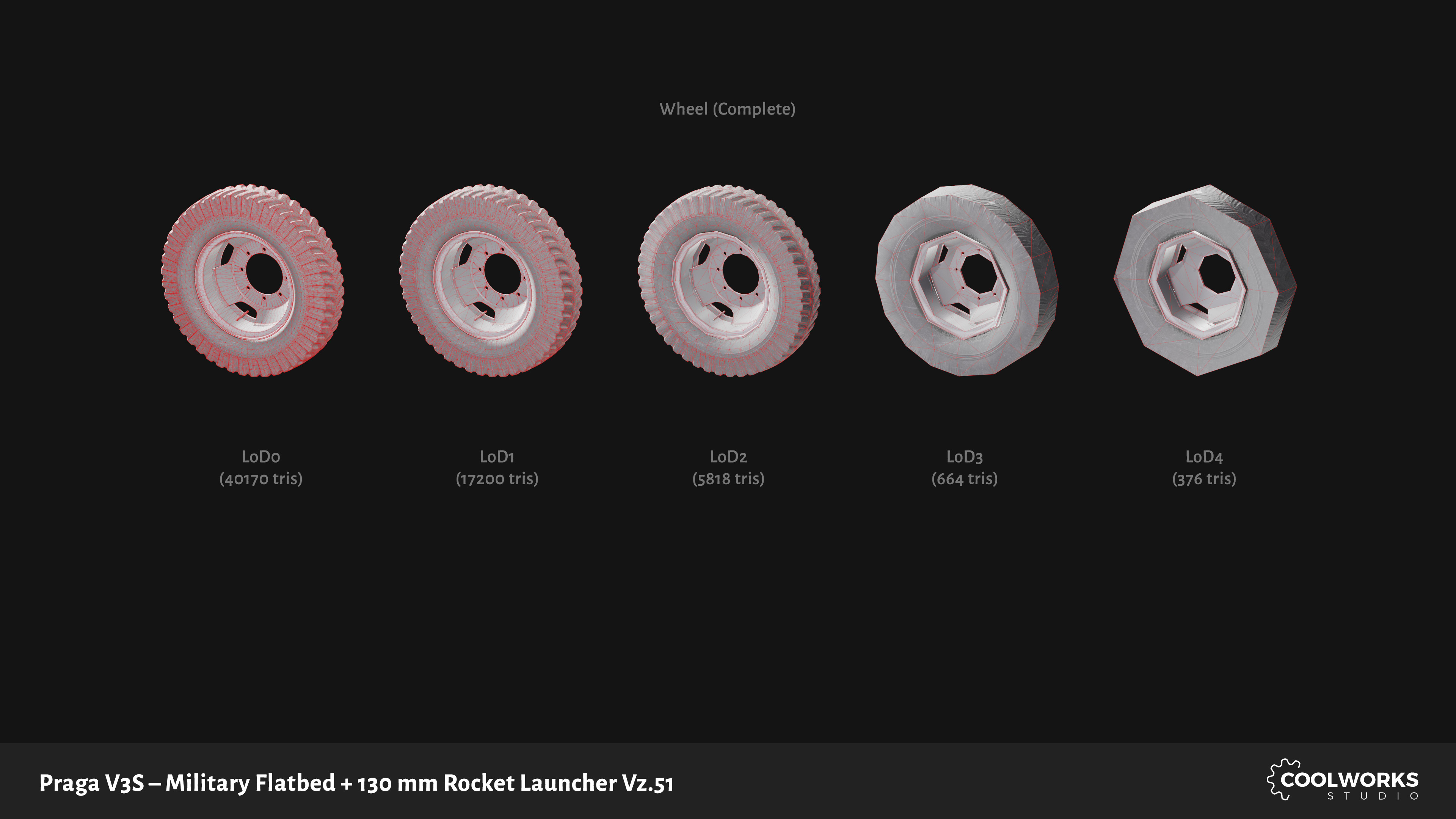 PV3S Truck Flatbed Set Low-poly 3D model_39