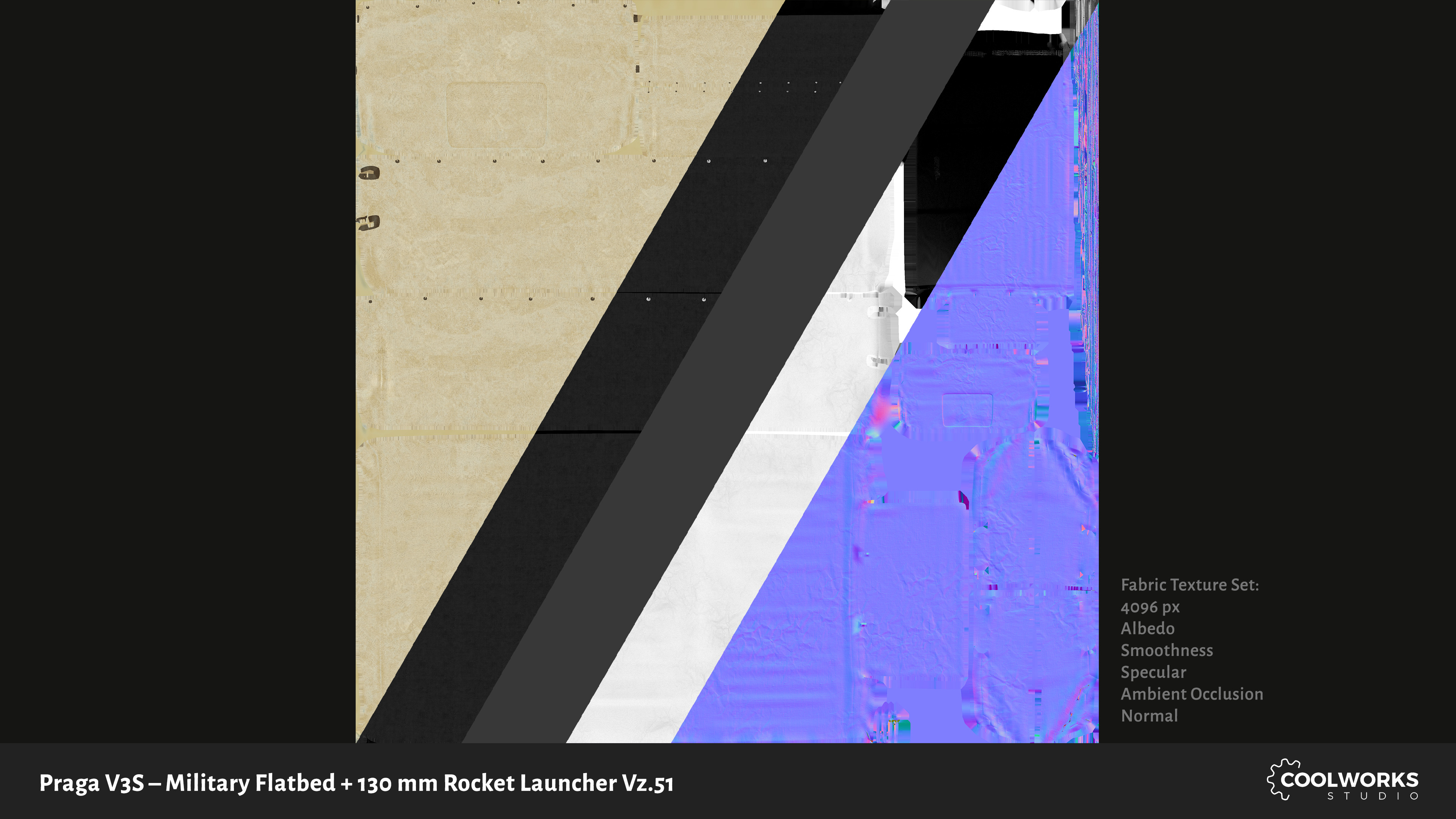 PV3S Truck Flatbed Set Low-poly 3D model_103