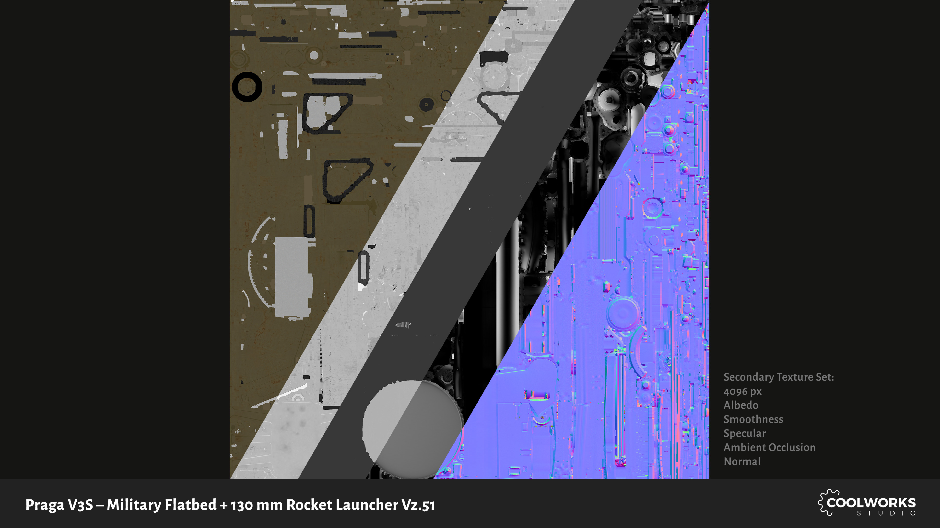 PV3S Truck Flatbed Set Low-poly 3D model_44
