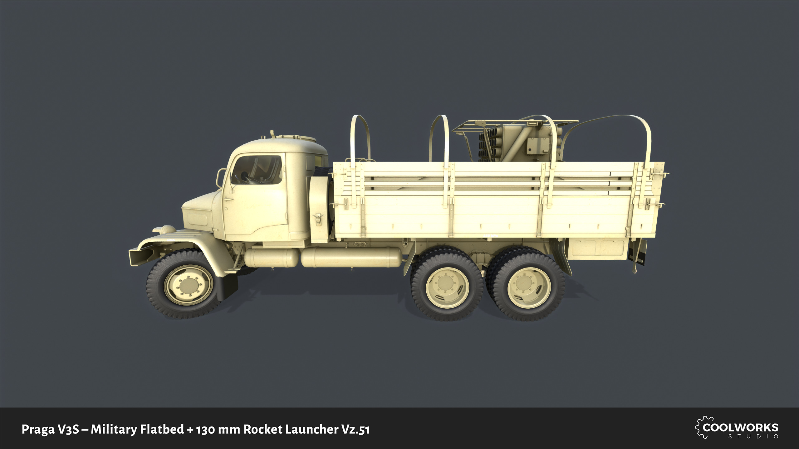 PV3S Truck Flatbed Set Low-poly 3D model_71