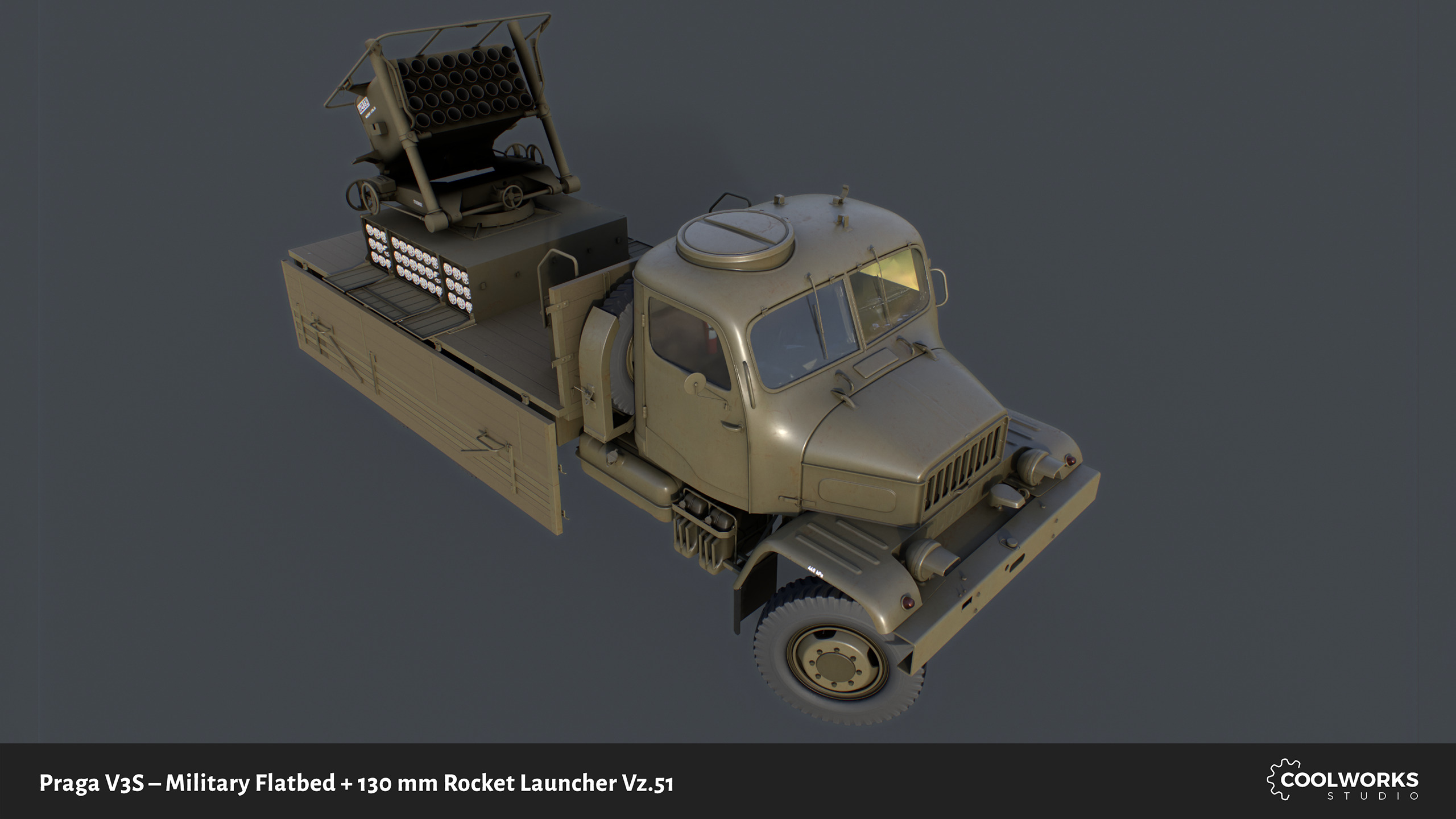 PV3S Truck Flatbed Set Low-poly 3D model_28