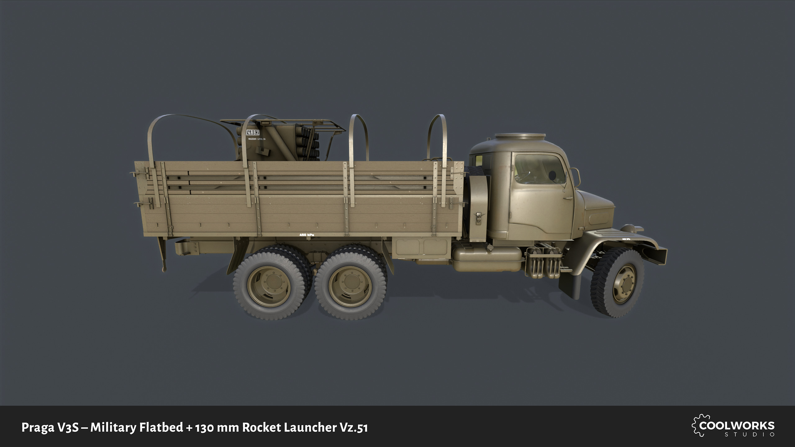 PV3S Truck Flatbed Set Low-poly 3D model_16