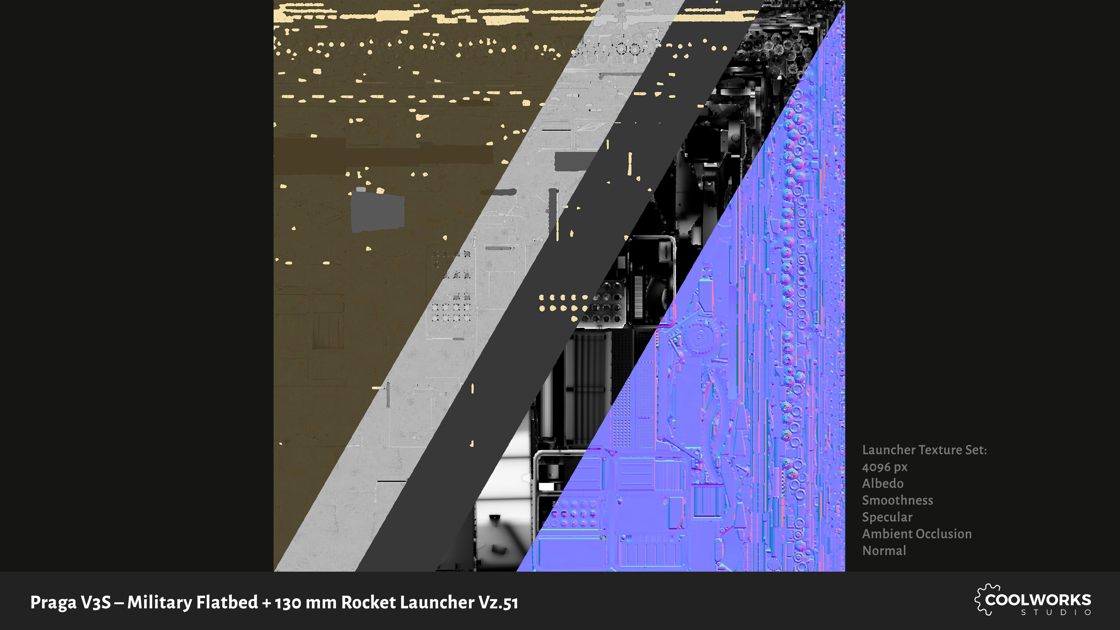 PV3S Truck Flatbed Set Low-poly 3D model_54