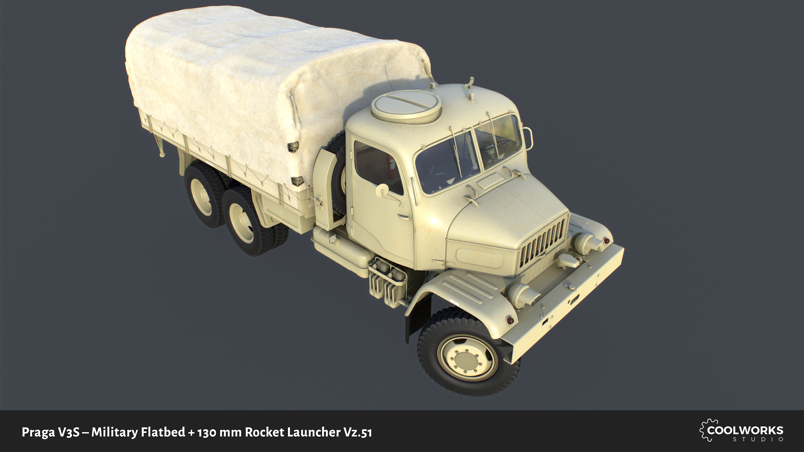 PV3S Truck Flatbed Set Low-poly 3D model_60