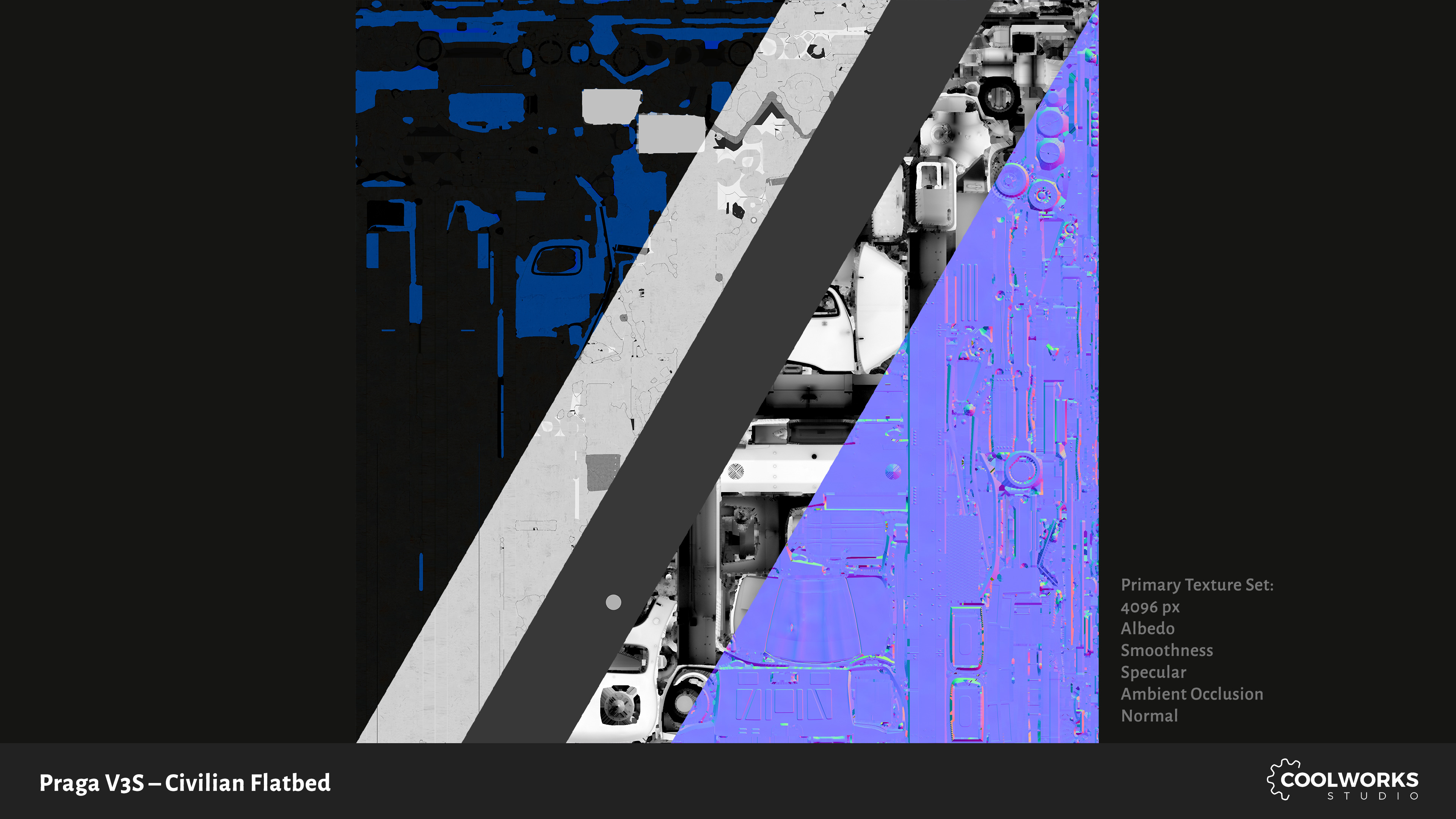 PV3S Truck Flatbed Set Low-poly 3D model_127