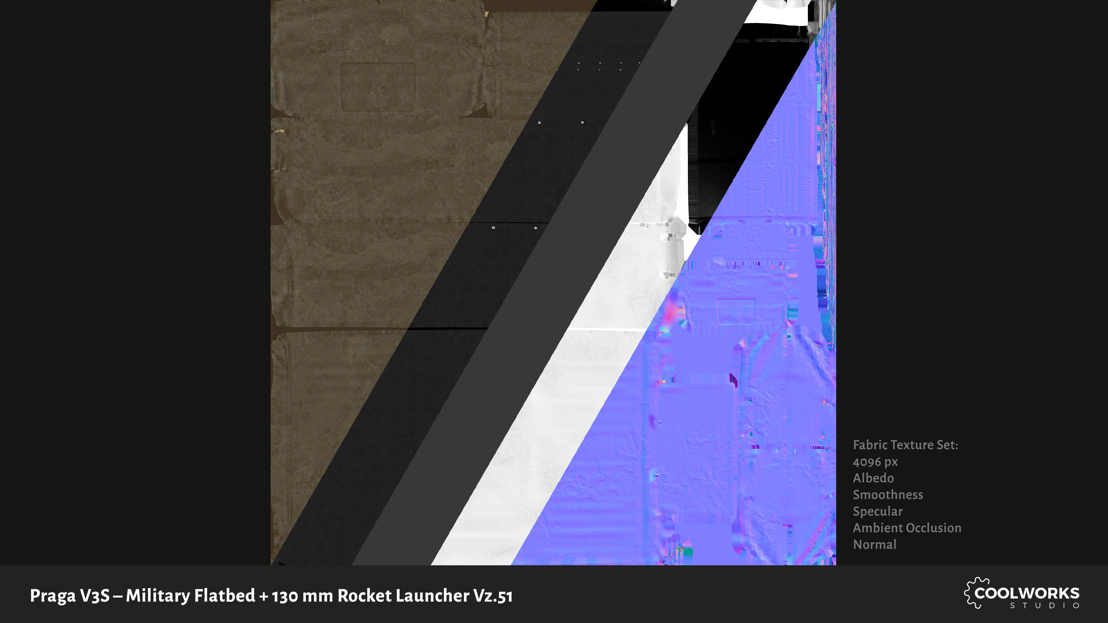 PV3S Truck Flatbed Set Low-poly 3D model_53