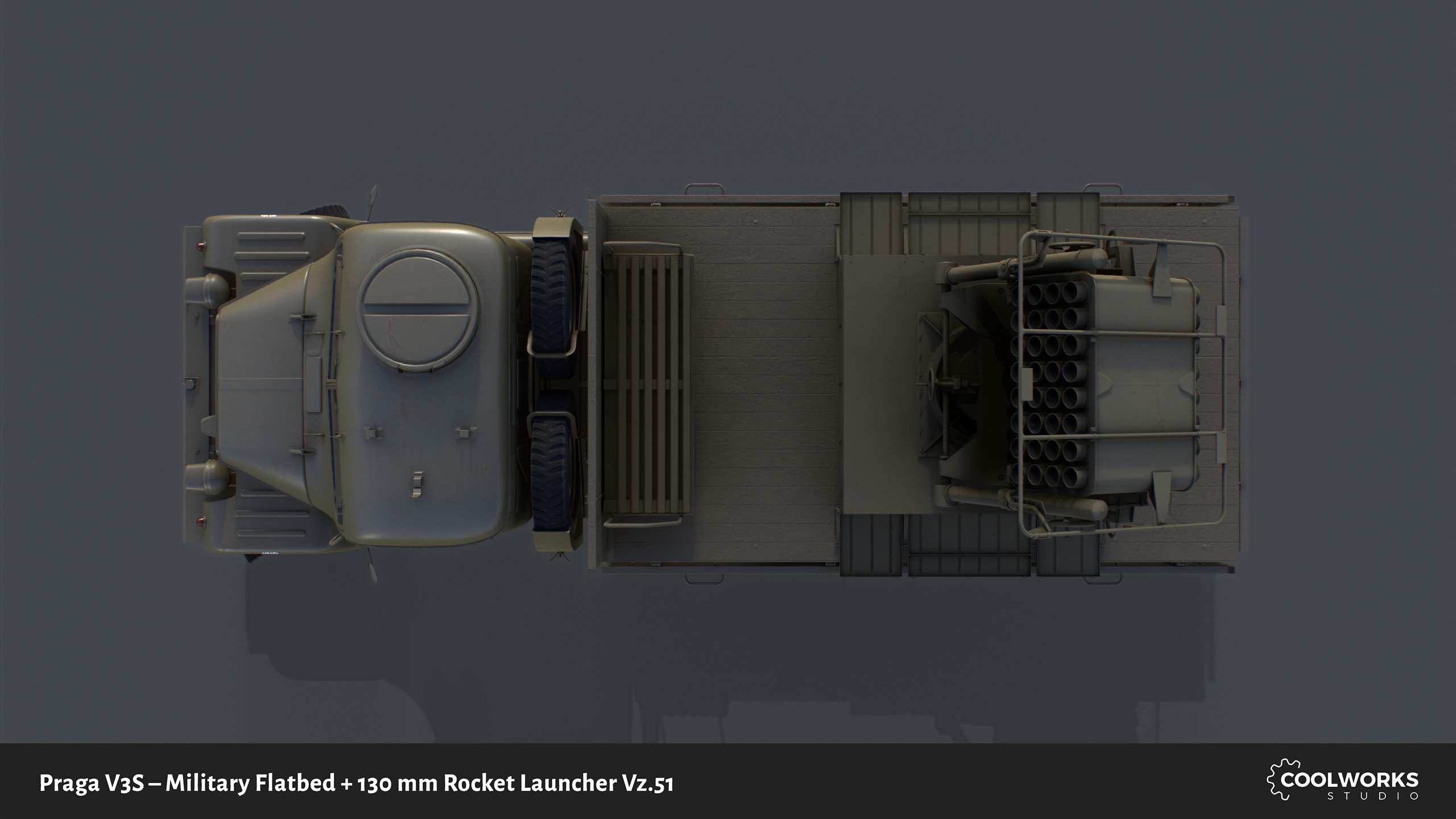 PV3S Truck Flatbed Set Low-poly 3D model_23