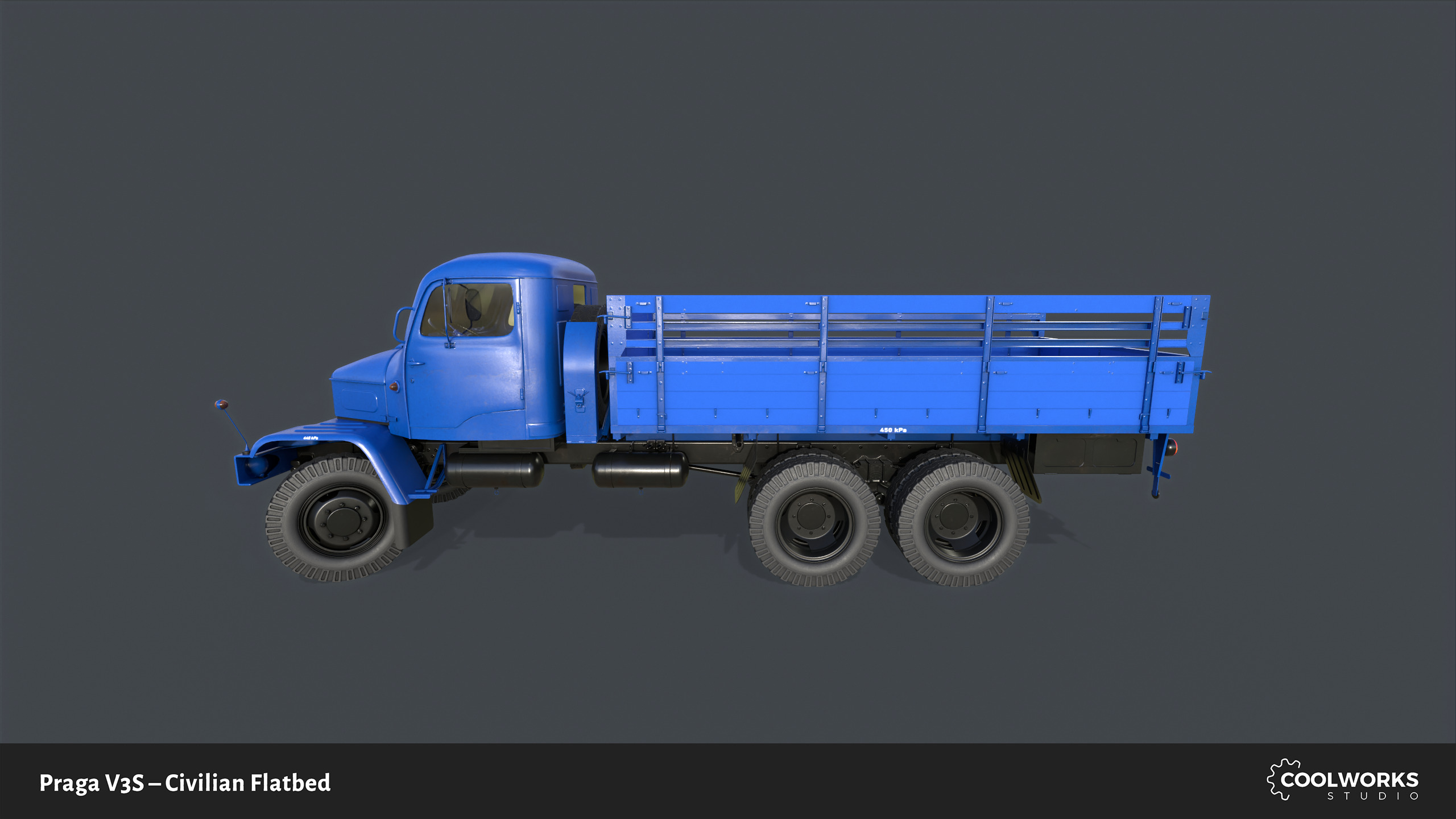 PV3S Truck Flatbed Set Low-poly 3D model_111