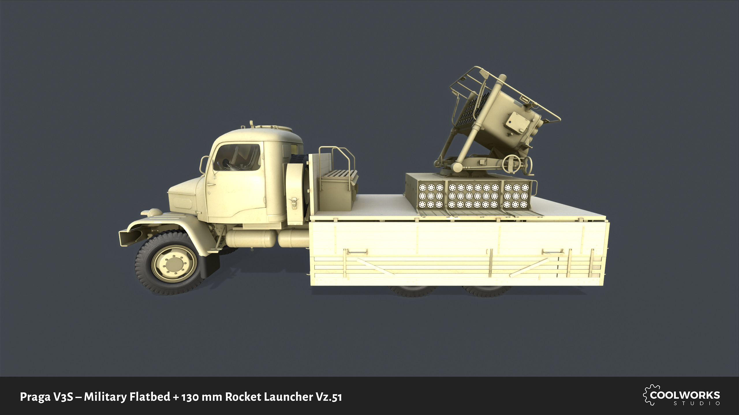 PV3S Truck Flatbed Set Low-poly 3D model_80
