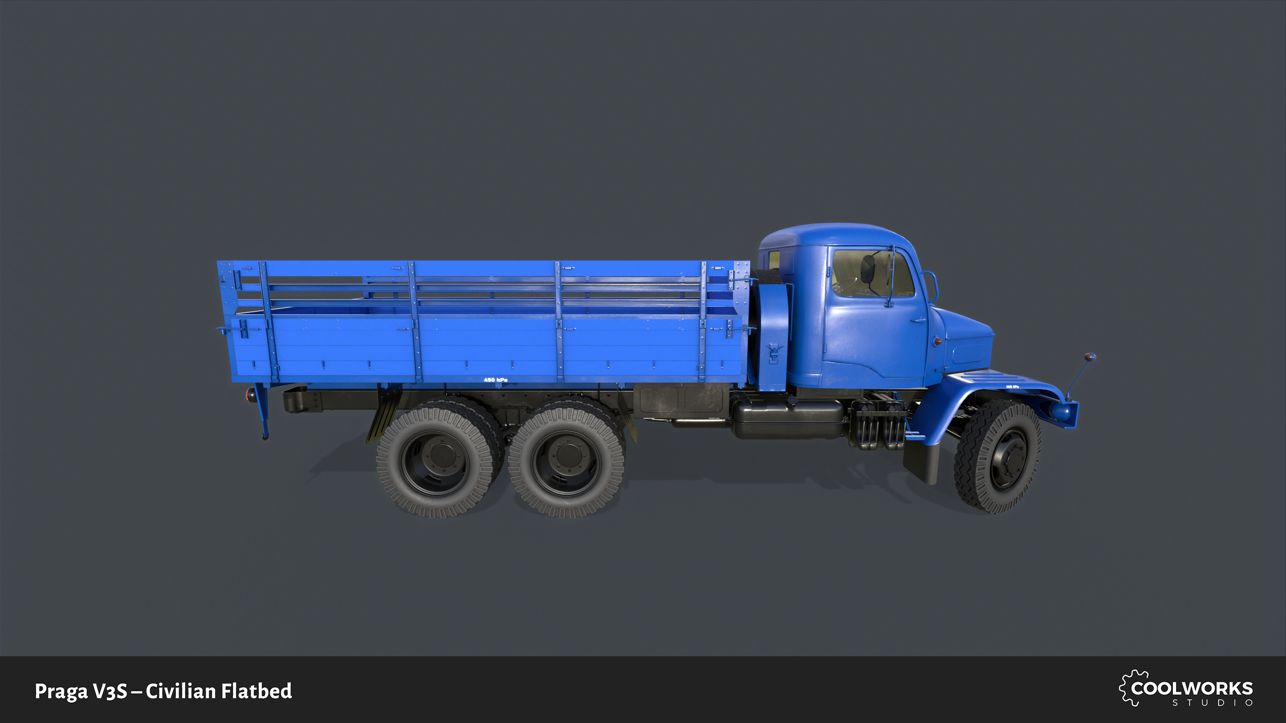 PV3S Truck Flatbed Set Low-poly 3D model_106
