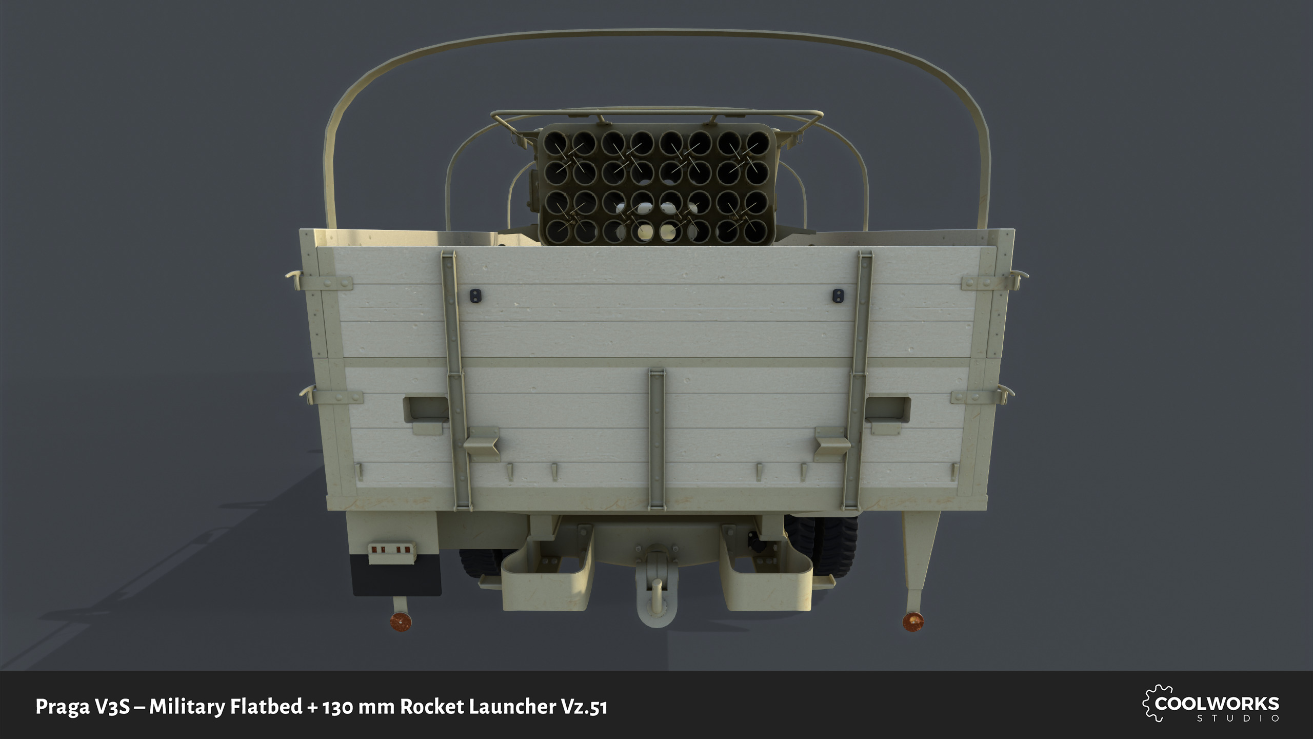 PV3S Truck Flatbed Set Low-poly 3D model_68