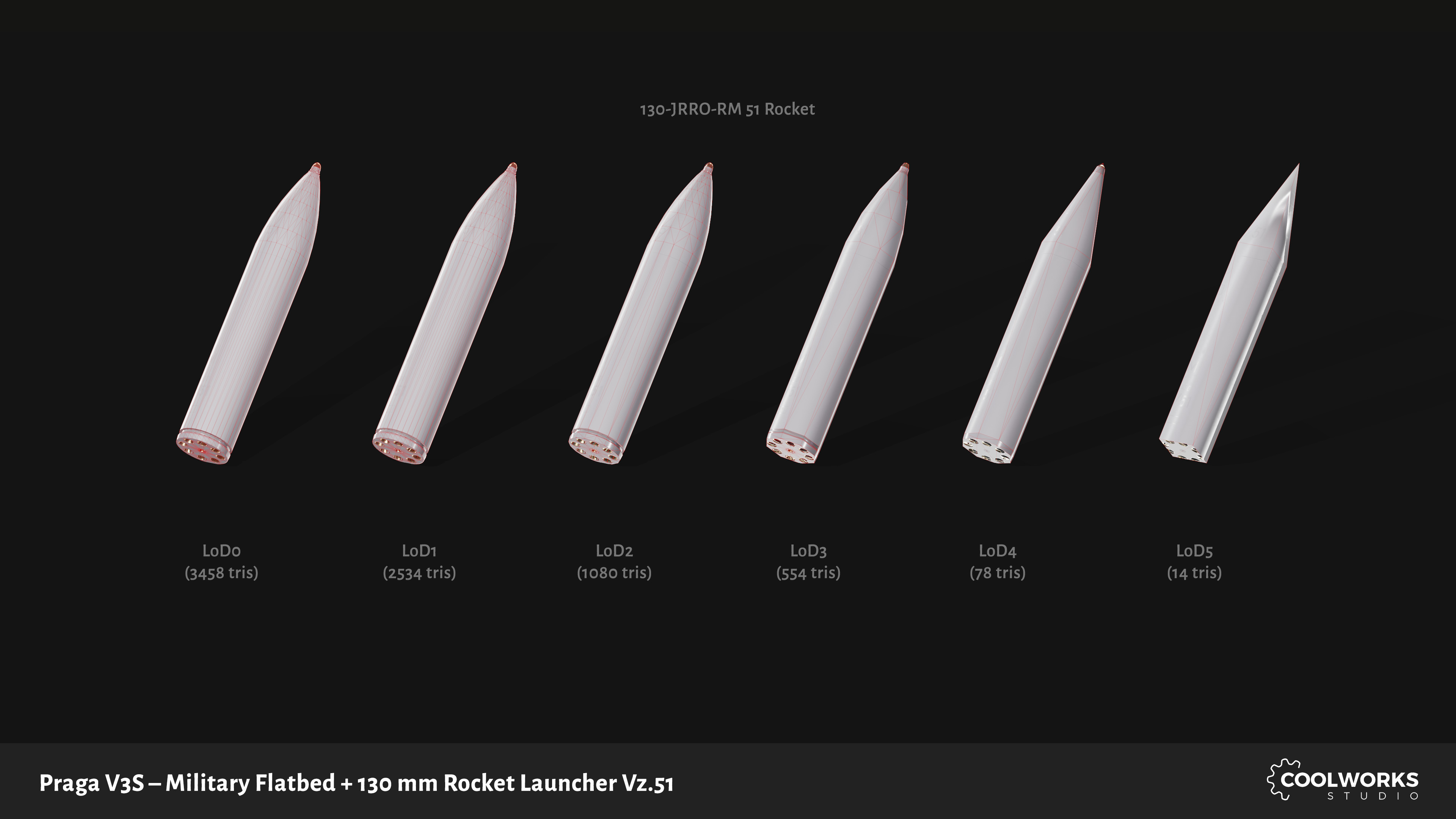 PV3S Truck Flatbed Set Low-poly 3D model_42