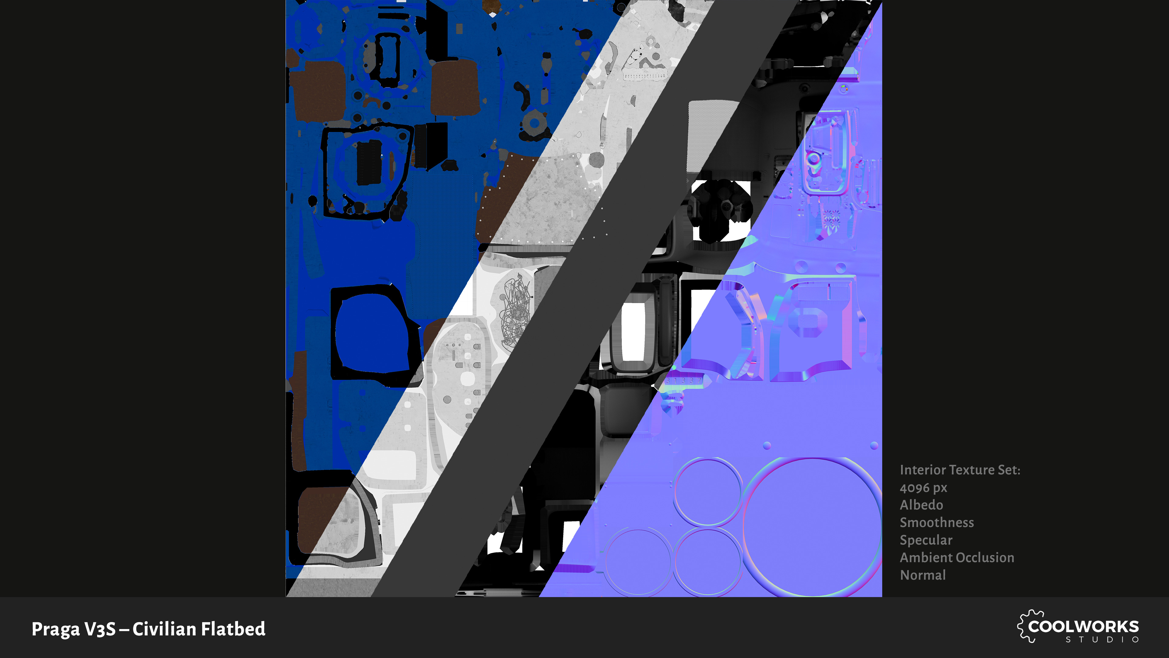 PV3S Truck Flatbed Set Low-poly 3D model_131