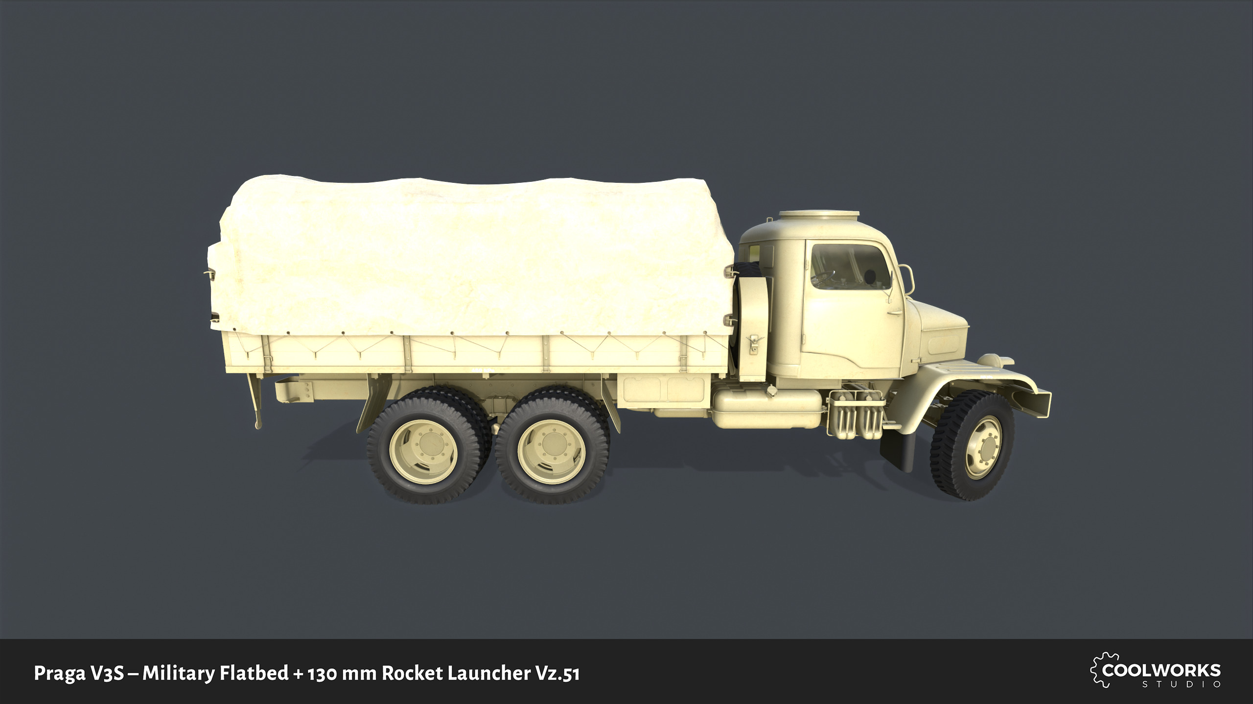 PV3S Truck Flatbed Set Low-poly 3D model_56