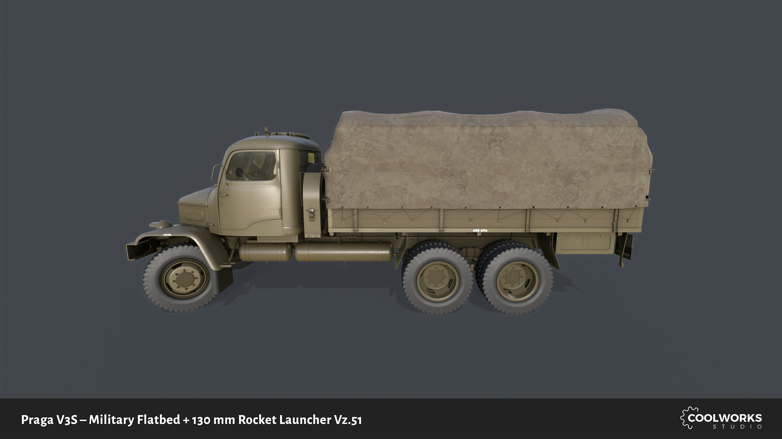 PV3S Truck Flatbed Set Low-poly 3D model_10