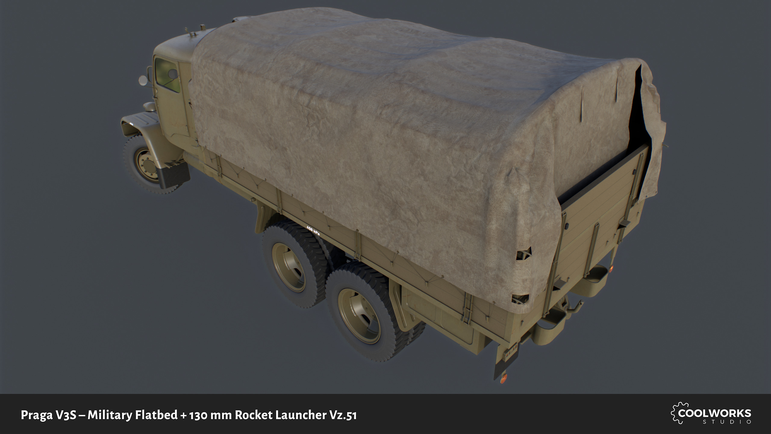 PV3S Truck Flatbed Set Low-poly 3D model_7