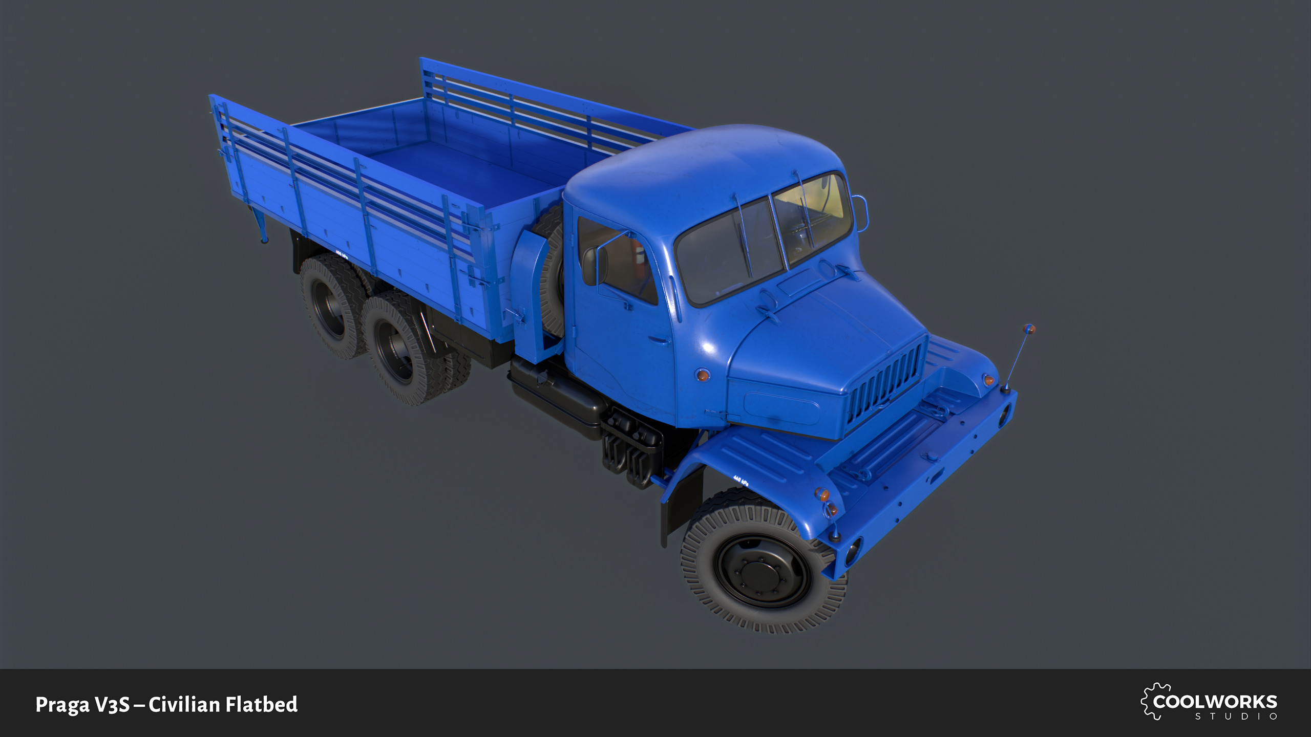 PV3S Truck Flatbed Set Low-poly 3D model_110